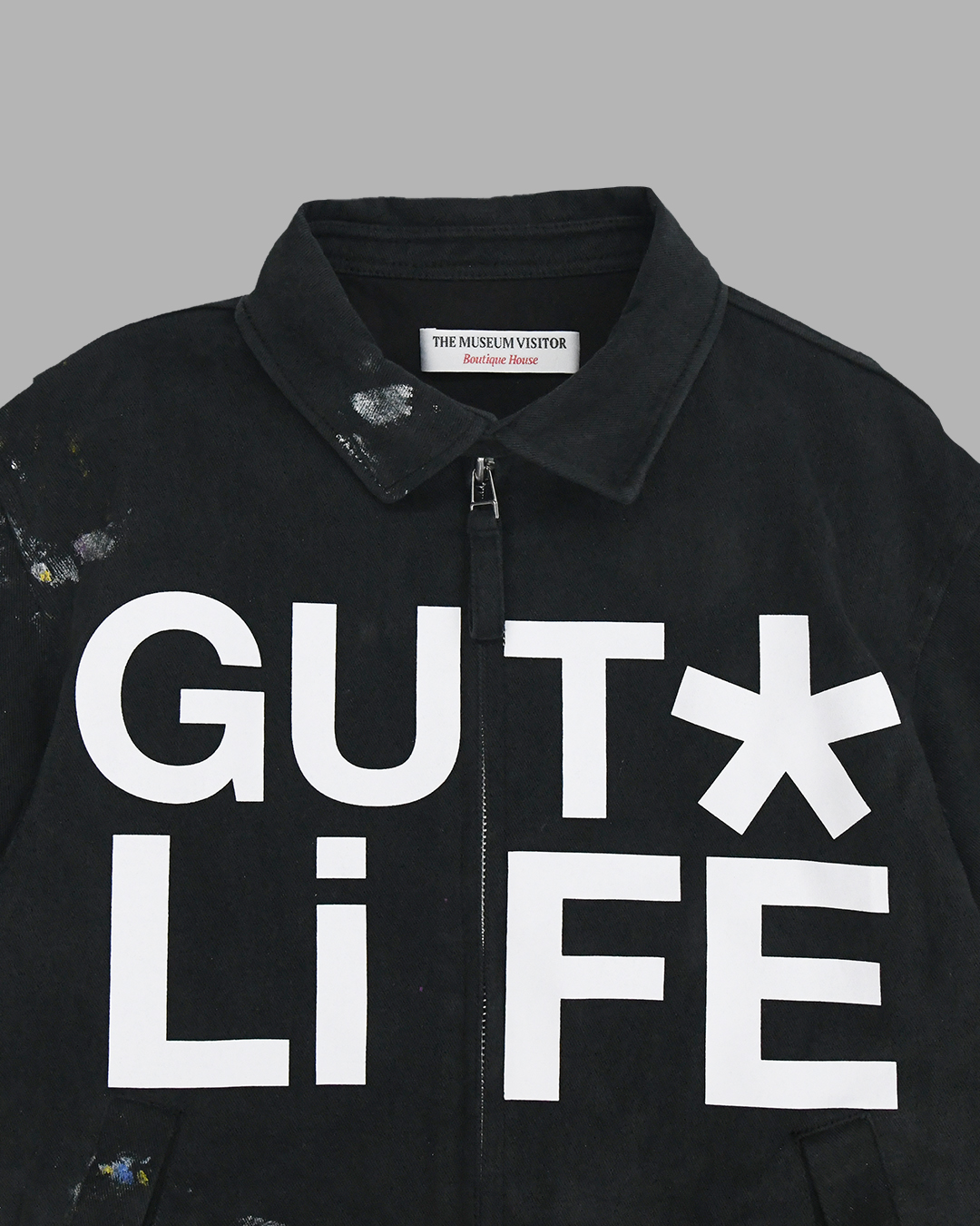 GUT LIFE PAINTED COTTON WORK JACKET (BLACK) : THE MUSEUM VISITOR