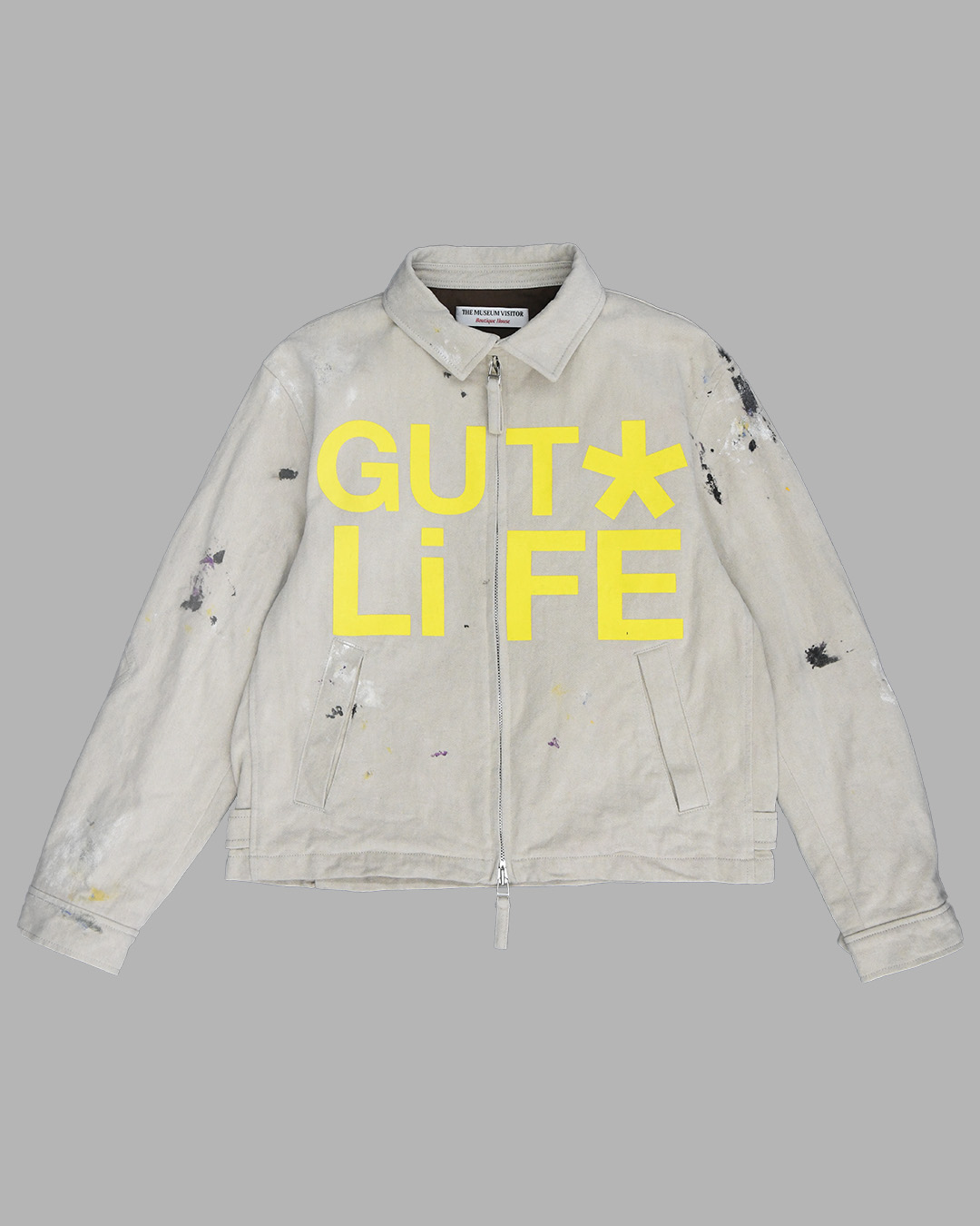 GUT LIFE PAINTED COTTON WORK JACKET (BEIGE) : THE MUSEUM VISITOR