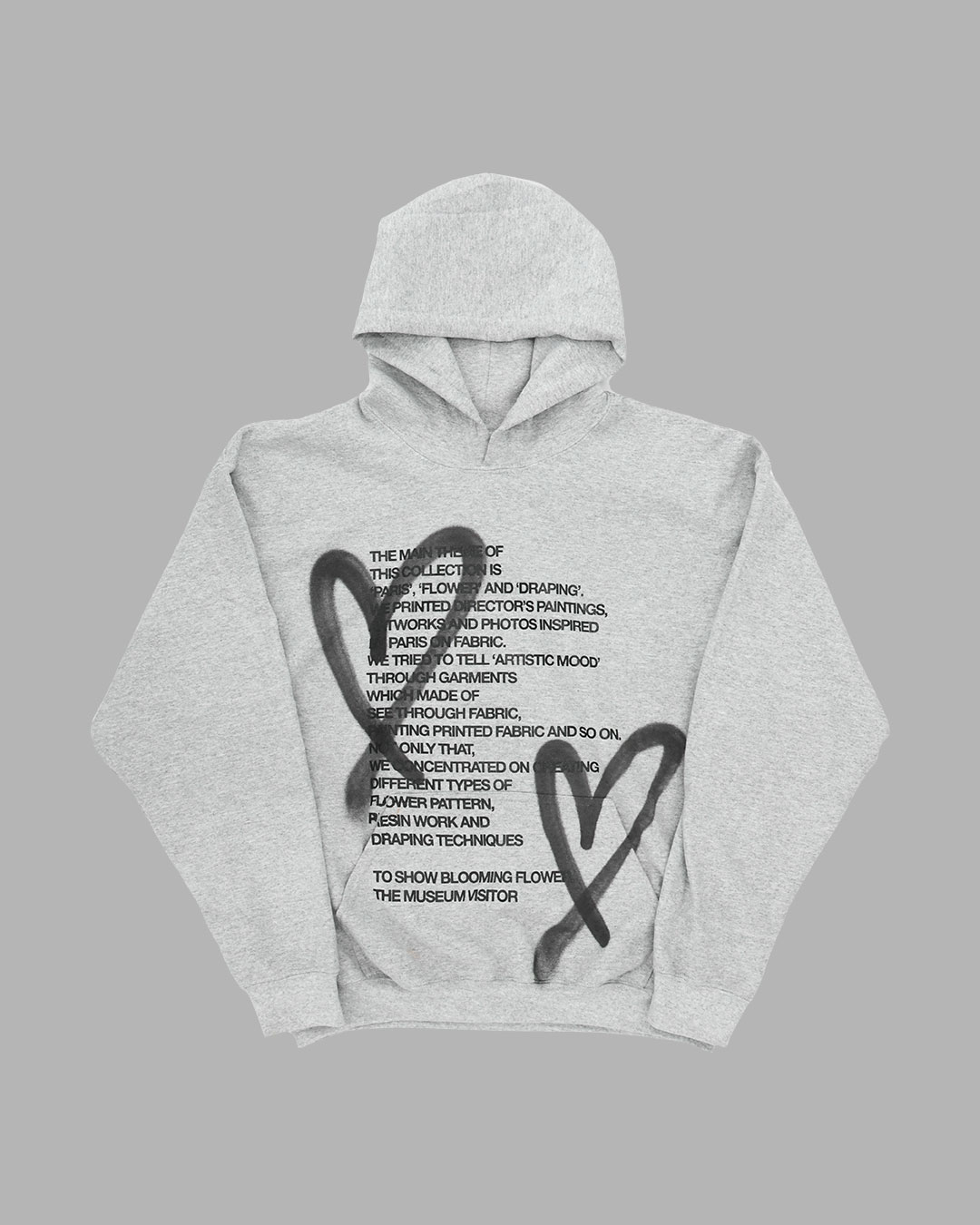 THE MUSEUM VISITOR★韓国★LOVE MULTI SPRAYED PRINTED HOODY LOVE MULTI SPRAYED PRINTED HOODY (GREY) : THE MUSEUM VISITOR