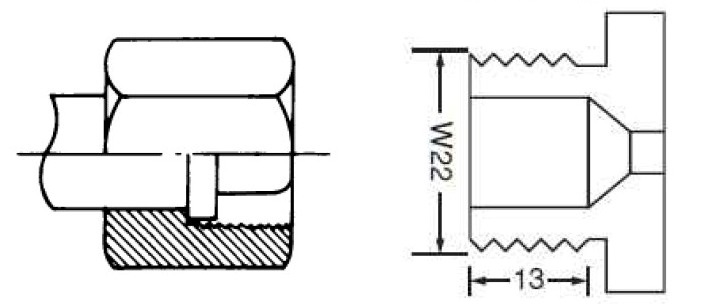 봄베용 접속규격 W22-14산(우) 장나사너트에 대하여 : CHIYODA SEIKI KOREA
