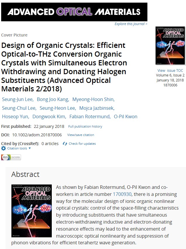 Wiley_ADVANCED OPTICAL MATERIALS Publishing News