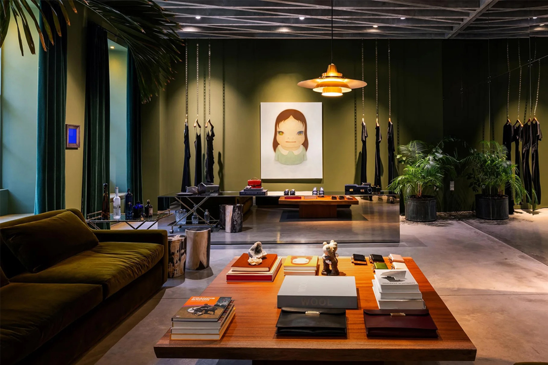 Installation view of Yoshitomo Nara, Cosmic Eyes (in the Milky Lane), 2005, at Victoria Beckham Dover Street in London. Courtesy of Sotheby’s.