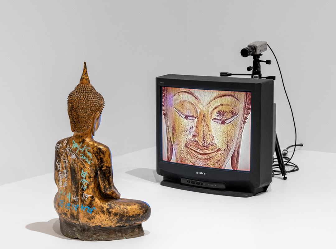 Nam June Paik Gold TV Buddha, 2005
