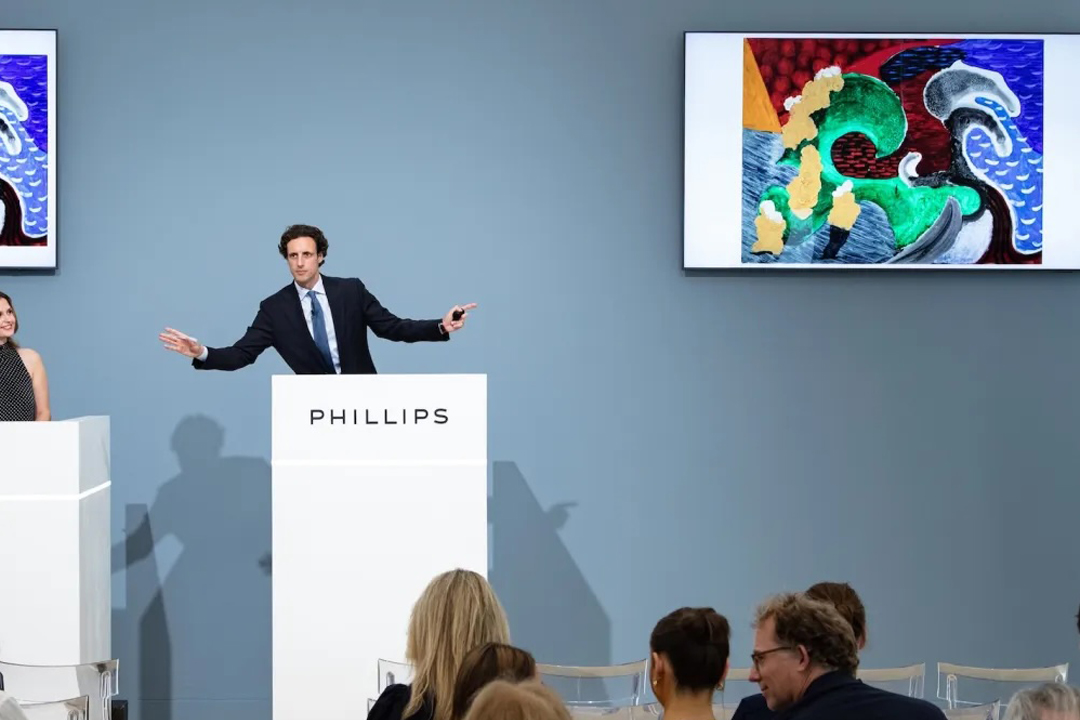A $3.2 million David Hockney painting led Phillips London's latest modern and contemporary art sale. Phillips.
