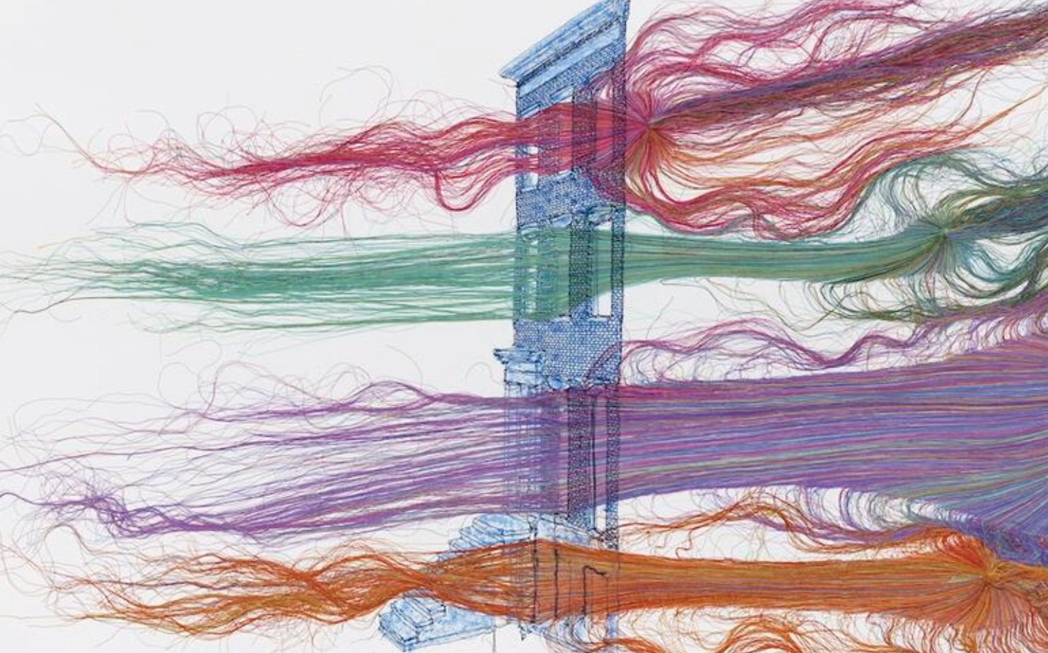 Do Ho Suh, Breathing Home, 2025, Thread embedded in STPI handmade cotton paper, 140.6 x 251 cm. © Do Ho Suh. Courtesy: the artist and STPI, Singapore