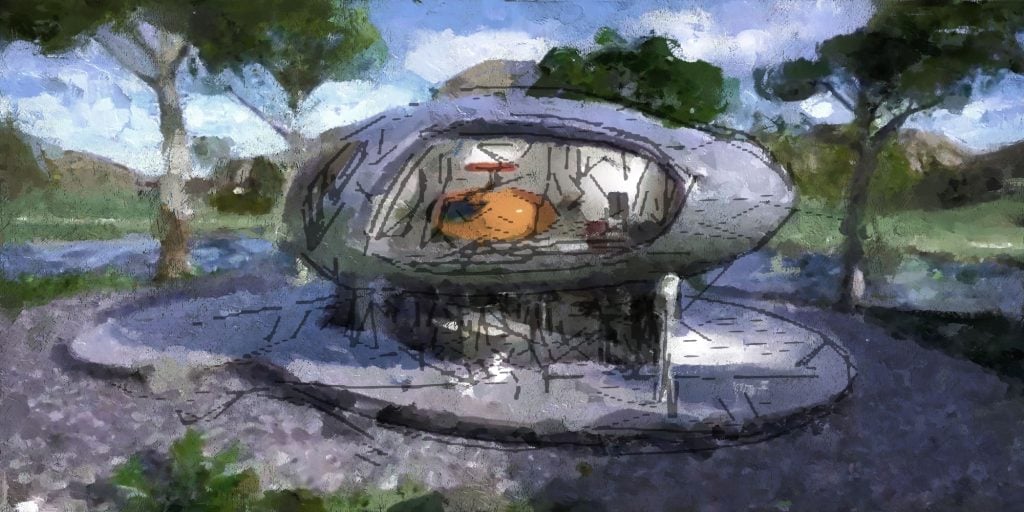 Ai-Da’s design for a home and studio. Image courtesy Utzon Center.