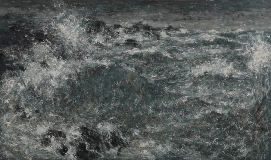 강요배, 〈Billows〉, 2015, 캔버스에 아크릴, 197 x 333 cm. 작가 및 학고재갤러리 제공