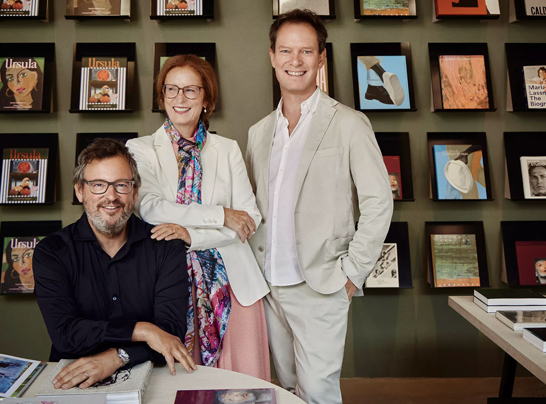 Iwan Wirth, Manuela Wirth and Marc Payot, Presidents, Hauser & Wirth. Courtesy Hauser & Wirth. Photo: David Needleman / AUGUST