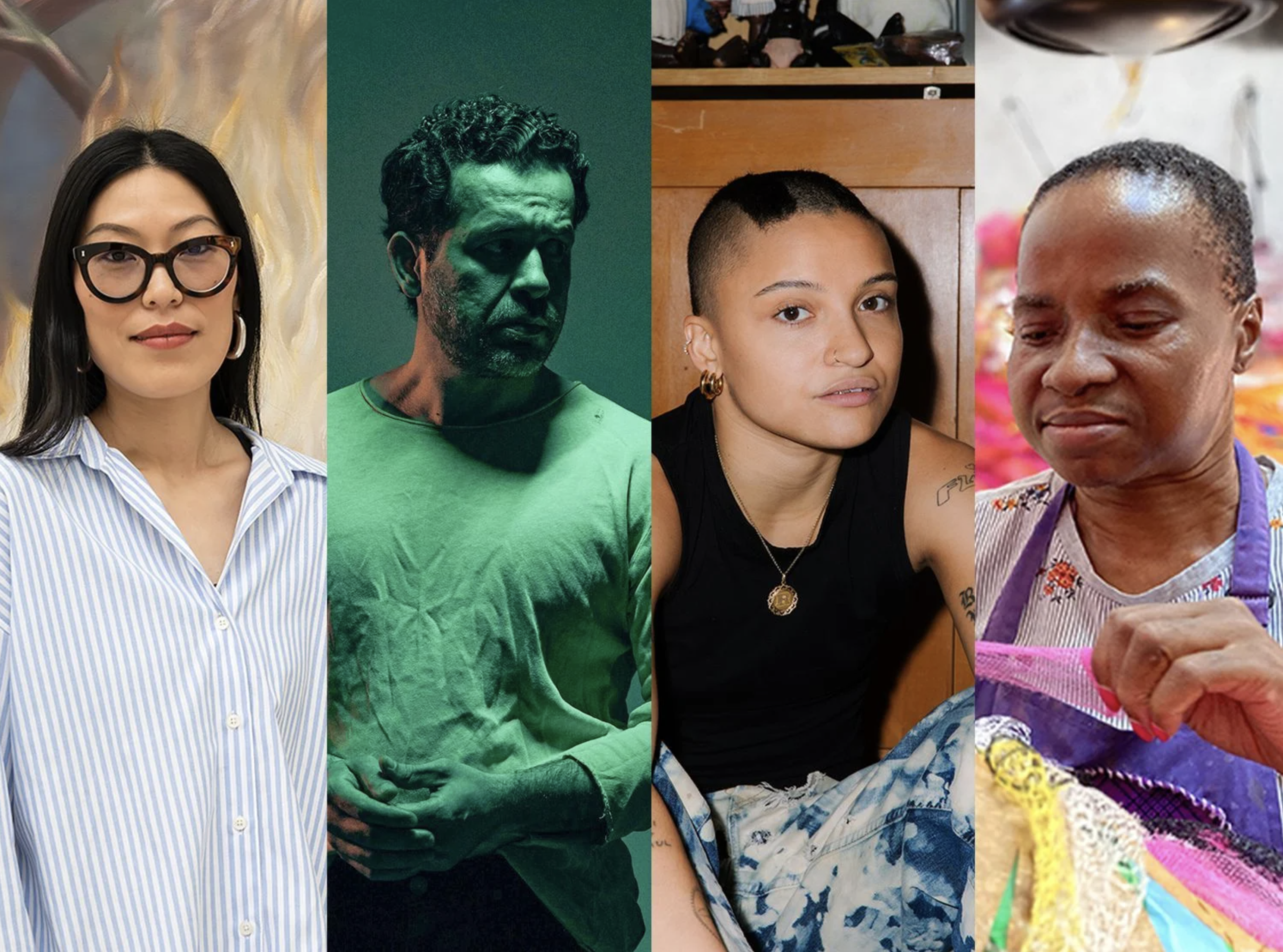 Left to right: Zadie Xa (Courtesy Thaddaeus Ropac; Photo: Charles Duprat); Mohammed Sami (Photo: Sarel Jansen); Rene Matić (Courtesy the artist and Arcadia Missa, London; Photo: Diana Pfammatter); Nnena Kalu (Courtesy the artist and ActionSpace).