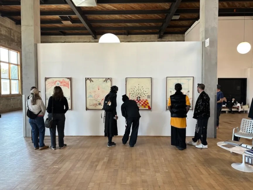 Install view of P.P.O.W.'s booth at Post-Fair in Santa Monica. Photo Cassady/ARTnews