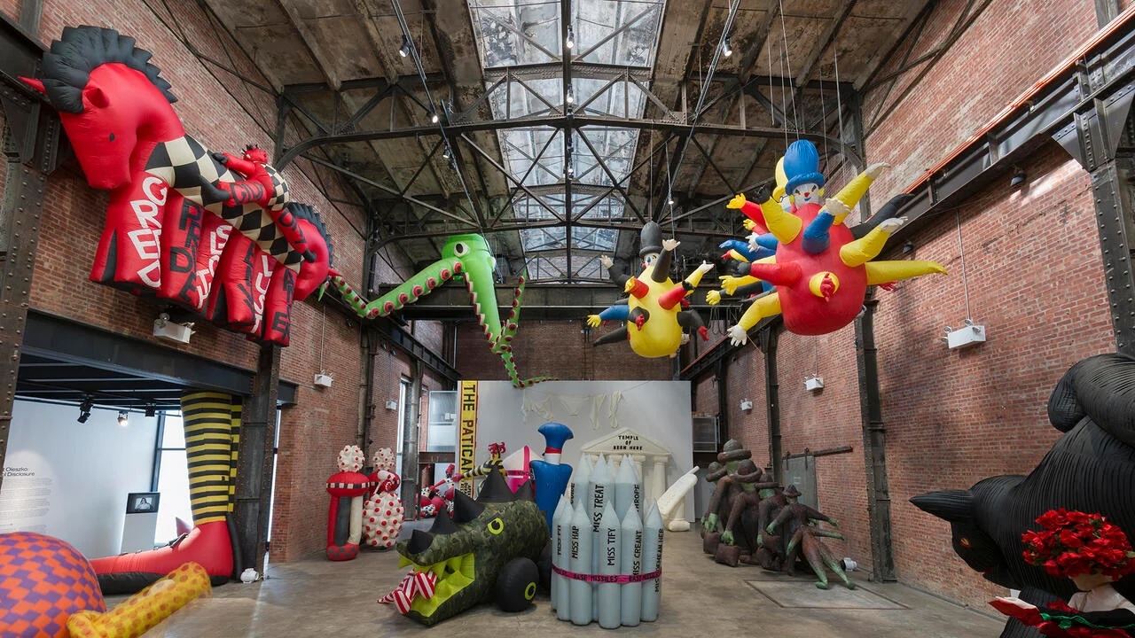 Pat Oleszko, ‘Fool Disclosure’, 2026, exhibition view. Courtesy: the artist; David Peter Francis, New York and SculptureCenter, New York; photograph: Charles Benton