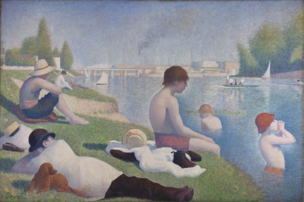 Georges Seurat, Bathers at Asnières (1884). Courtesy of the National Gallery, London; bought by Courtauld Fund, 1924.
