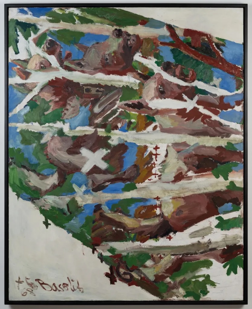 Georg Baselitz, Drei Hunde aufwärts. 1968. Photo : Photo Ulrich Ghezzi/Courtesy Thaddaeus Ropac