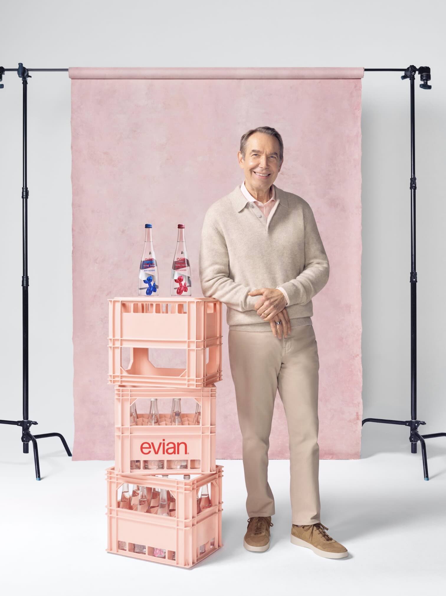 Jeff Koons with Evian bottles. Courtesy of Evian.