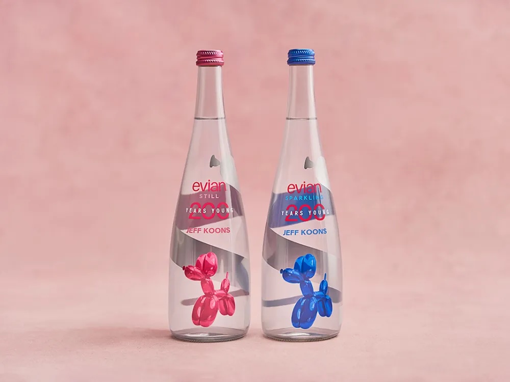 Jeff Koons's Evian water bottles. Courtesy Evian