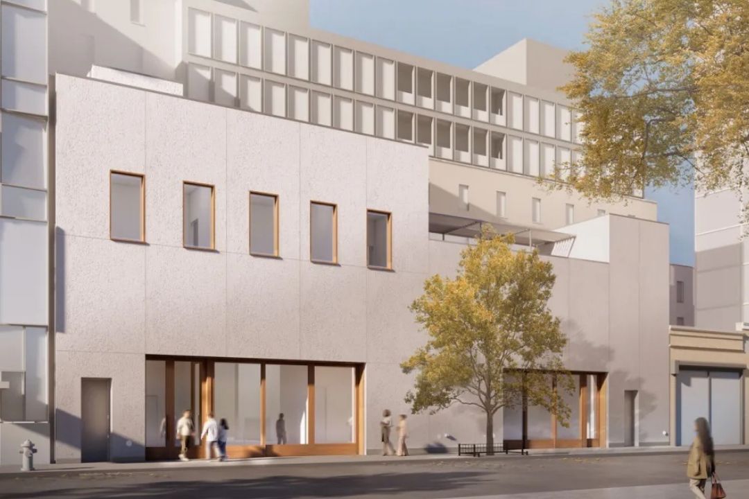 A rendering of David Zwirner gallery, located at 533 West 19th Street, looking northeast. Rendering by Selldorf Architects