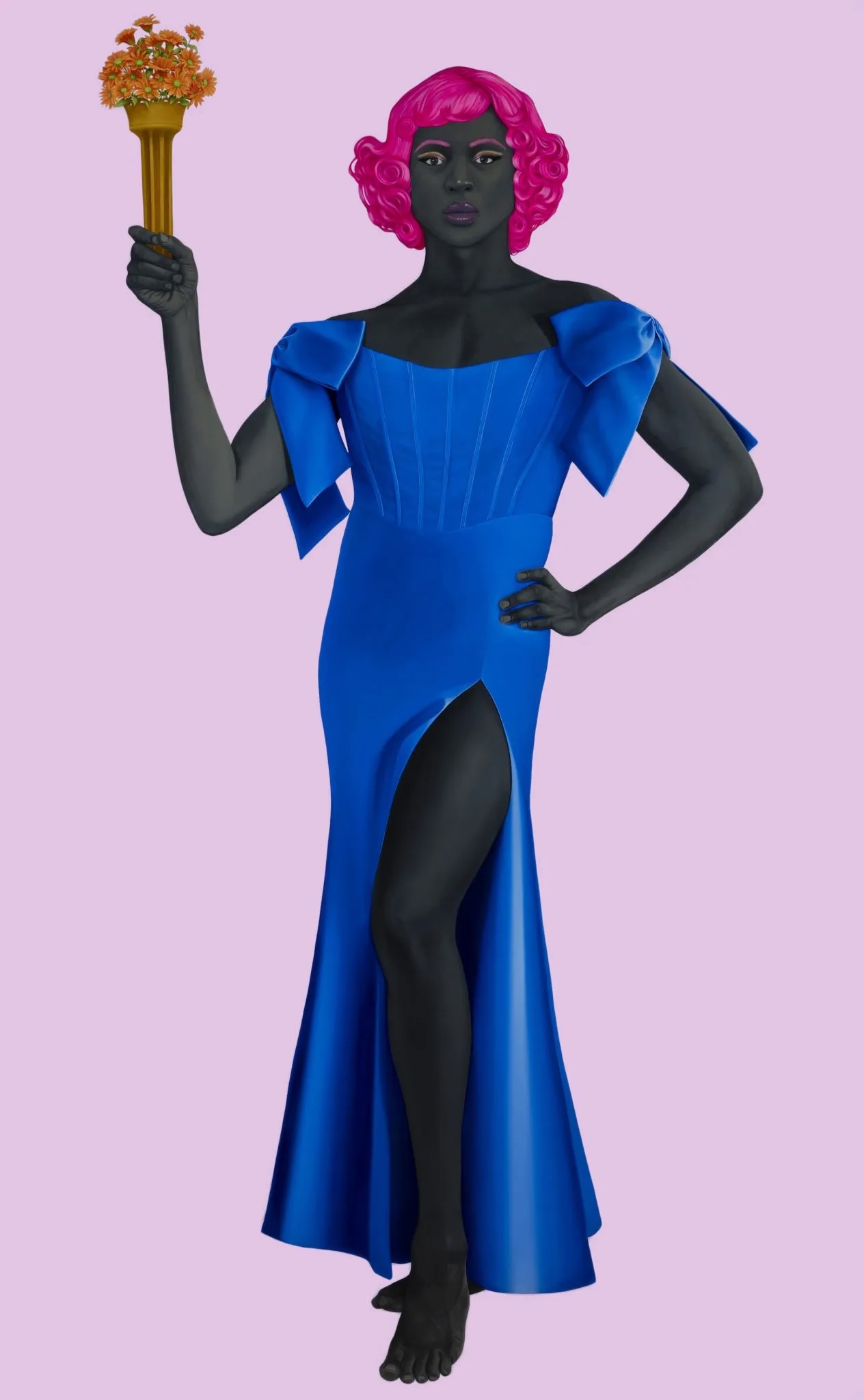 Amy Sherald, Trans Forming Liberty (2024). Image courtesy the artist and Hauser and Wirth. © Amy Sherald. Photo: Kevin Bulluck.