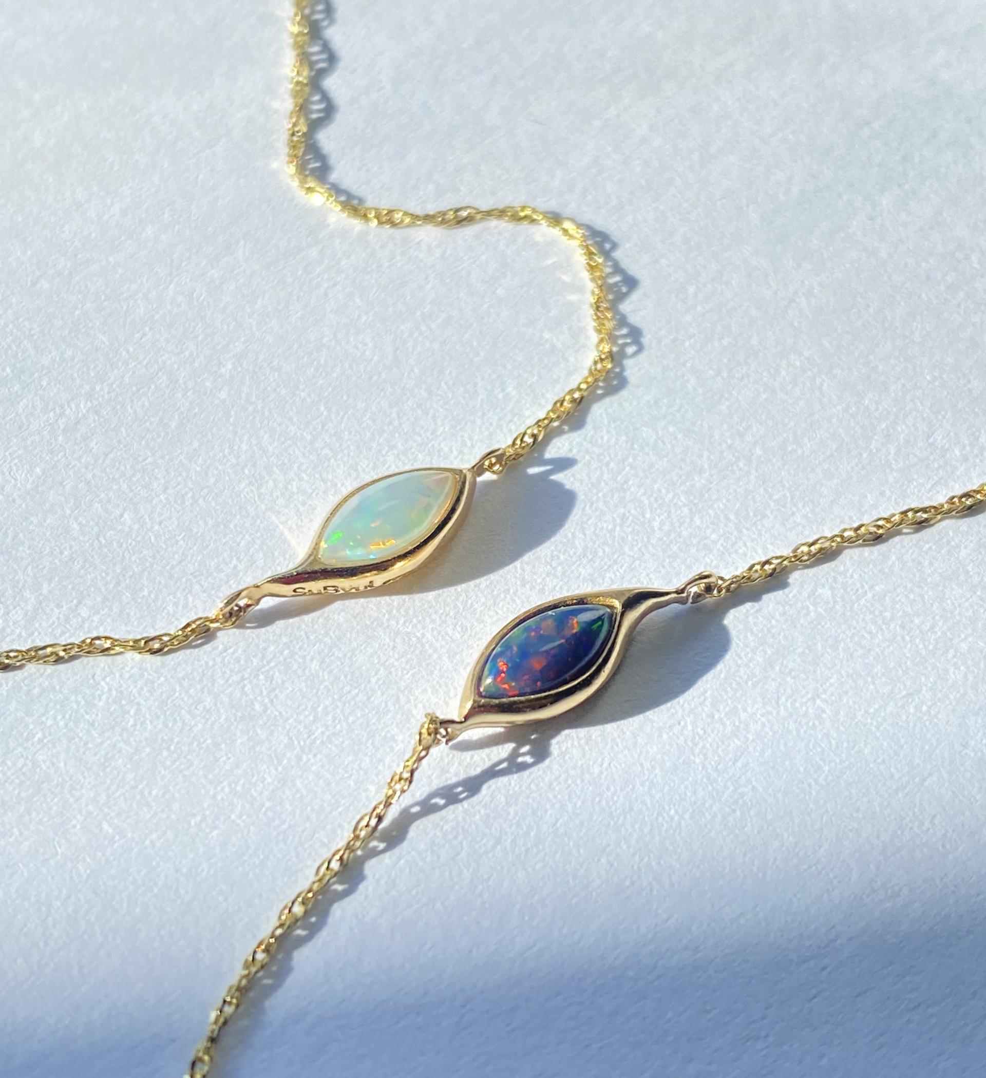 14k gold- Opal eye Bracelet - white opal