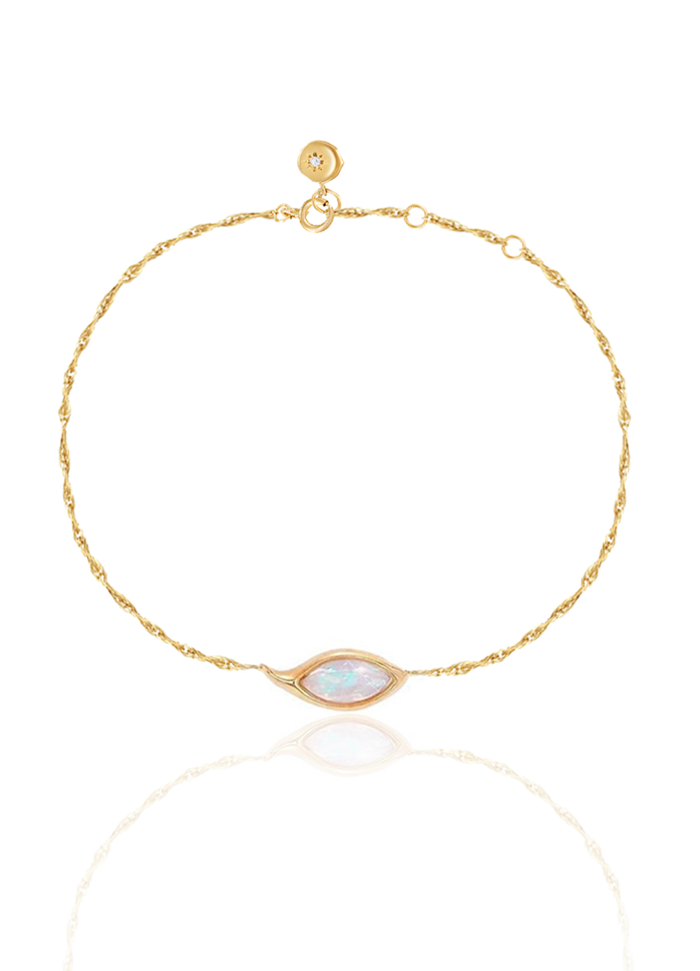 14k gold- Opal eye Bracelet - white opal