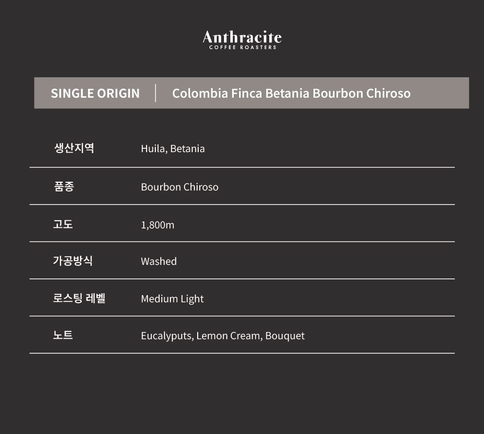 콜롬비아 핀카 베타니아 치로소 Colombia Finca Betania Chiroso