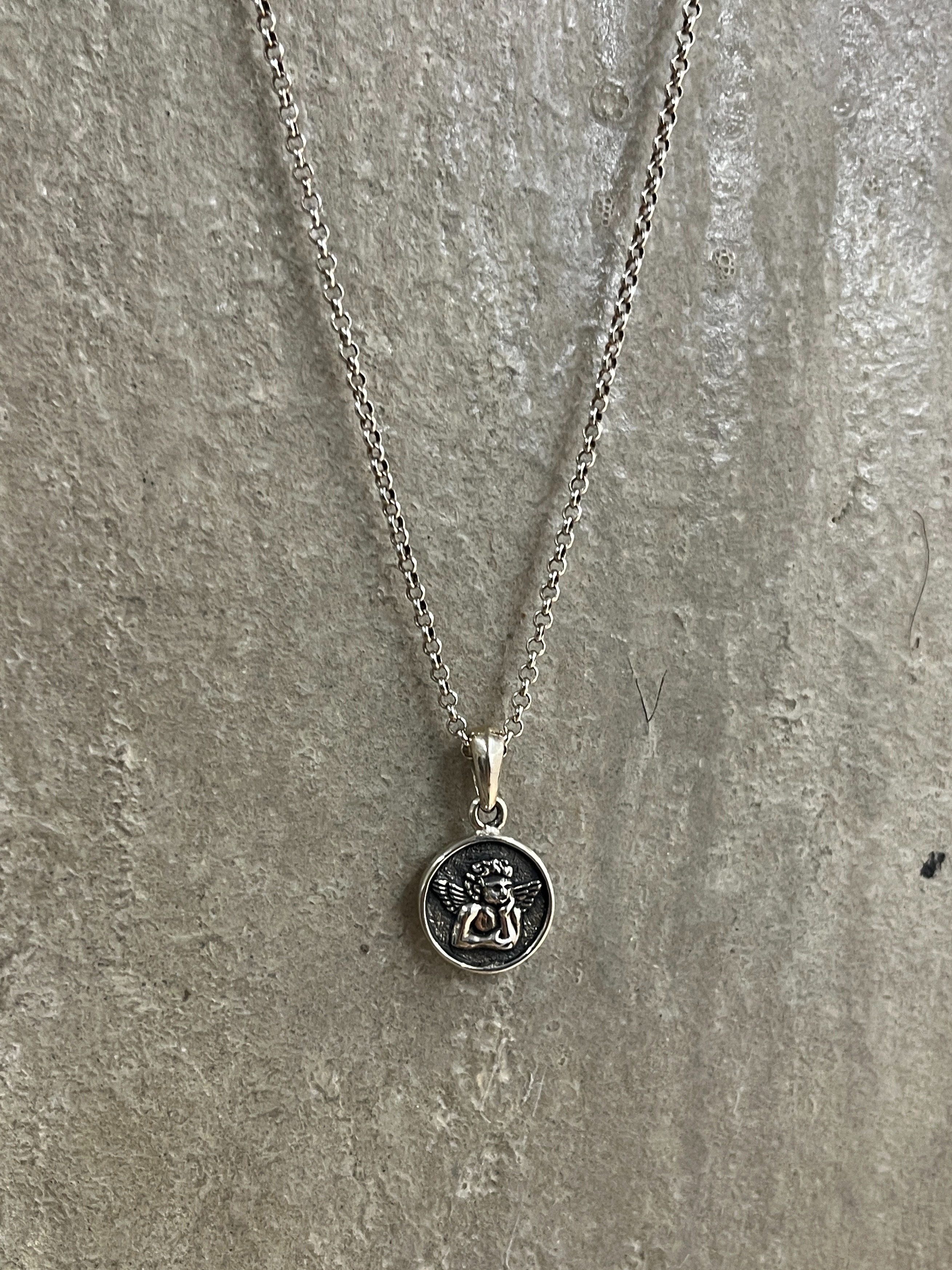 Sterling Silver Angel Coin Necklace