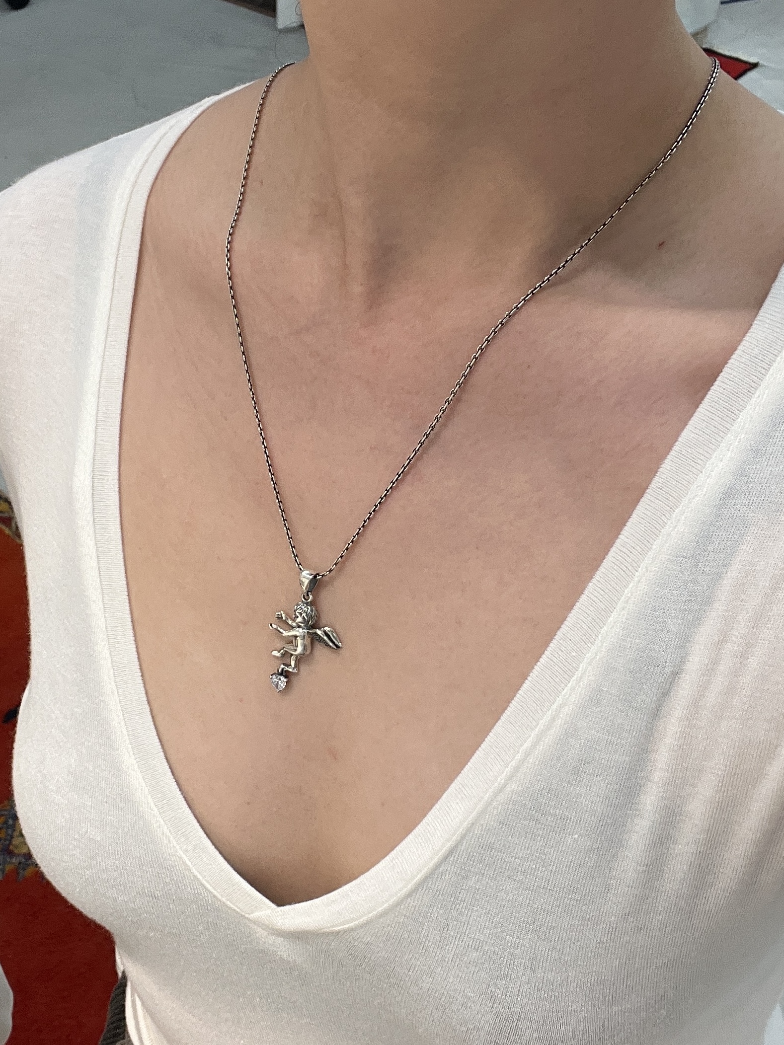Sterling Silver Cupid Angel Necklace