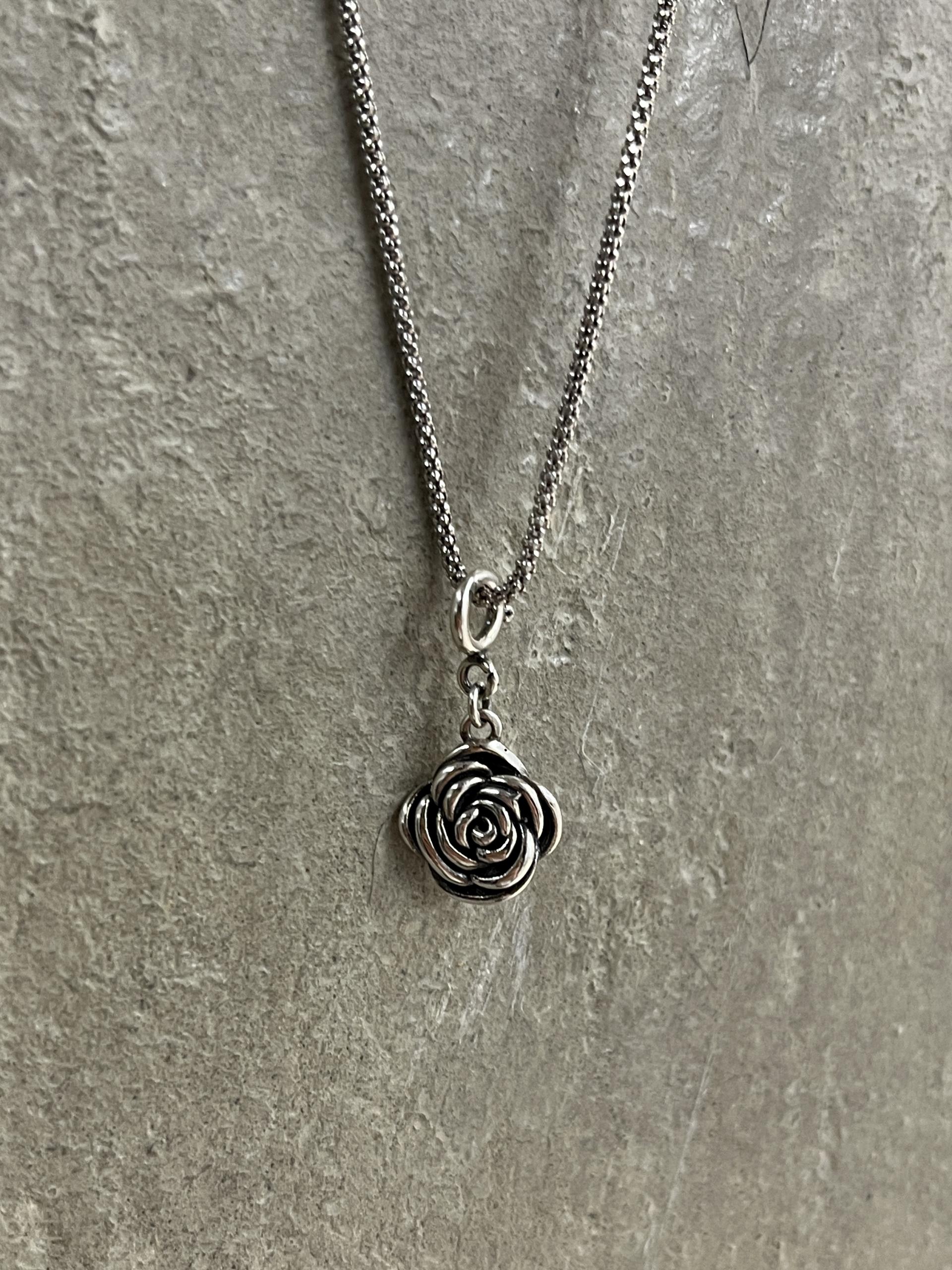 Sterling Silver Rose Necklace