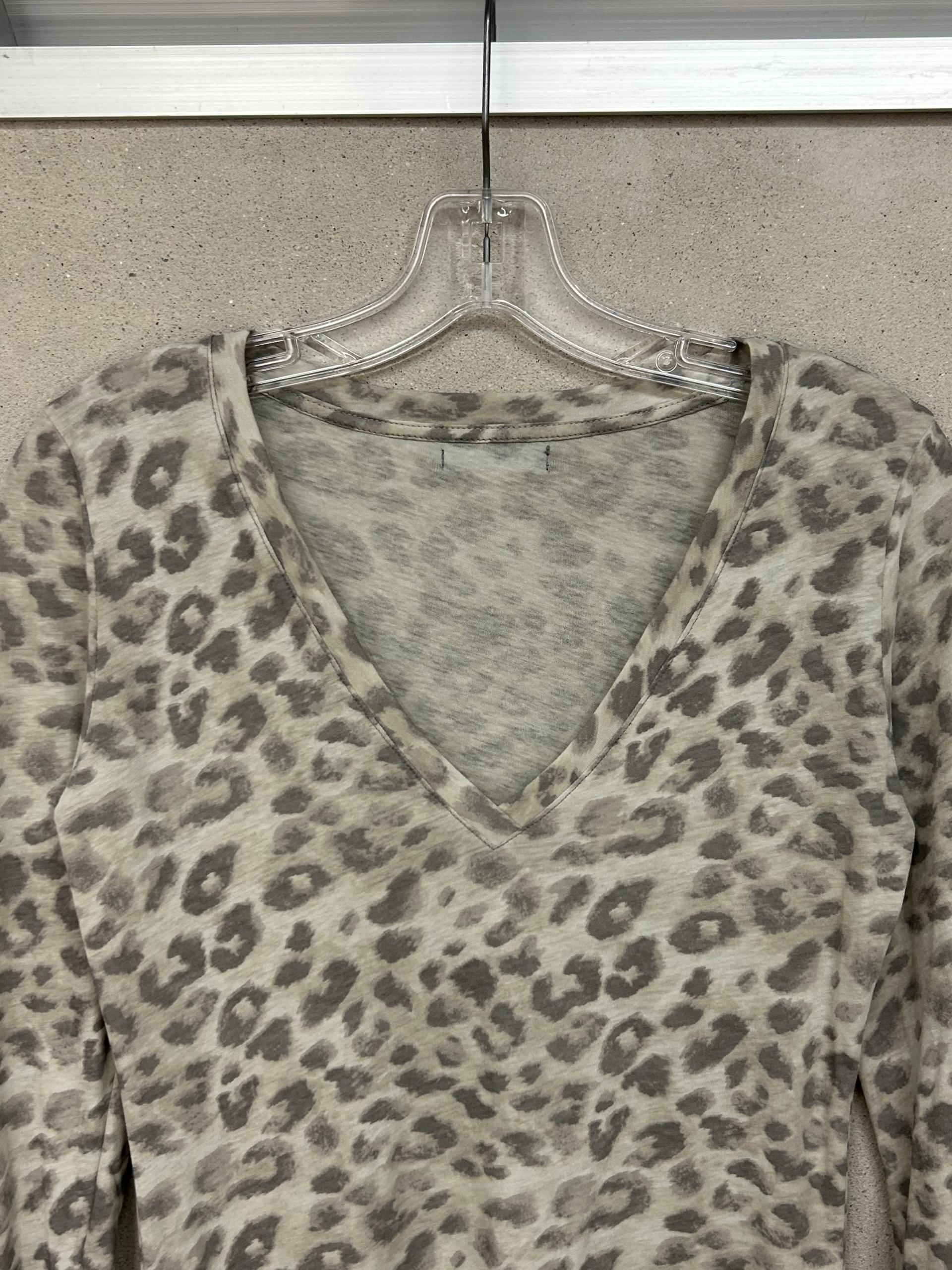 Deep V L/S T-shirts [Leopard]