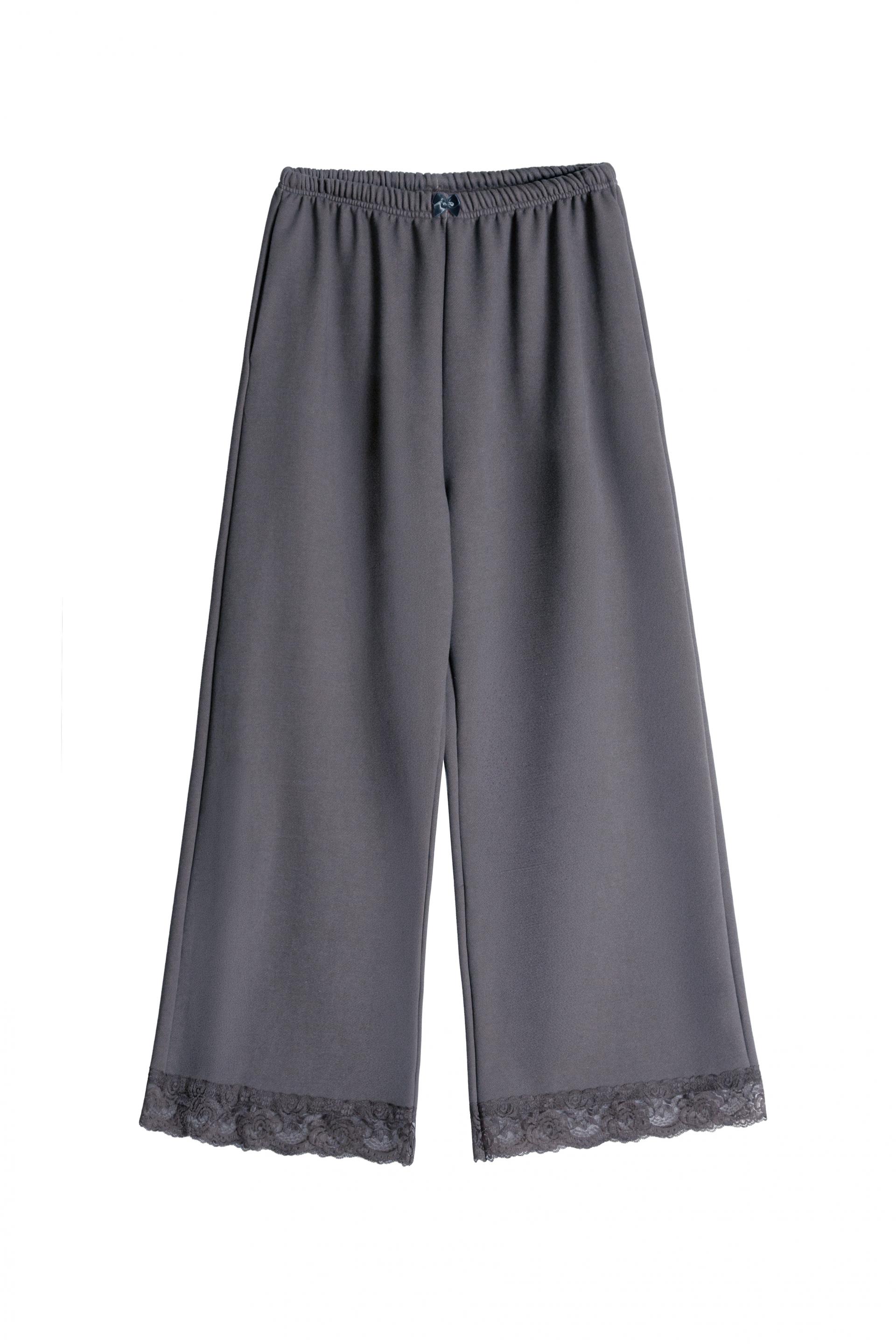 Lace Trimmed Trousers [Dark Gray]