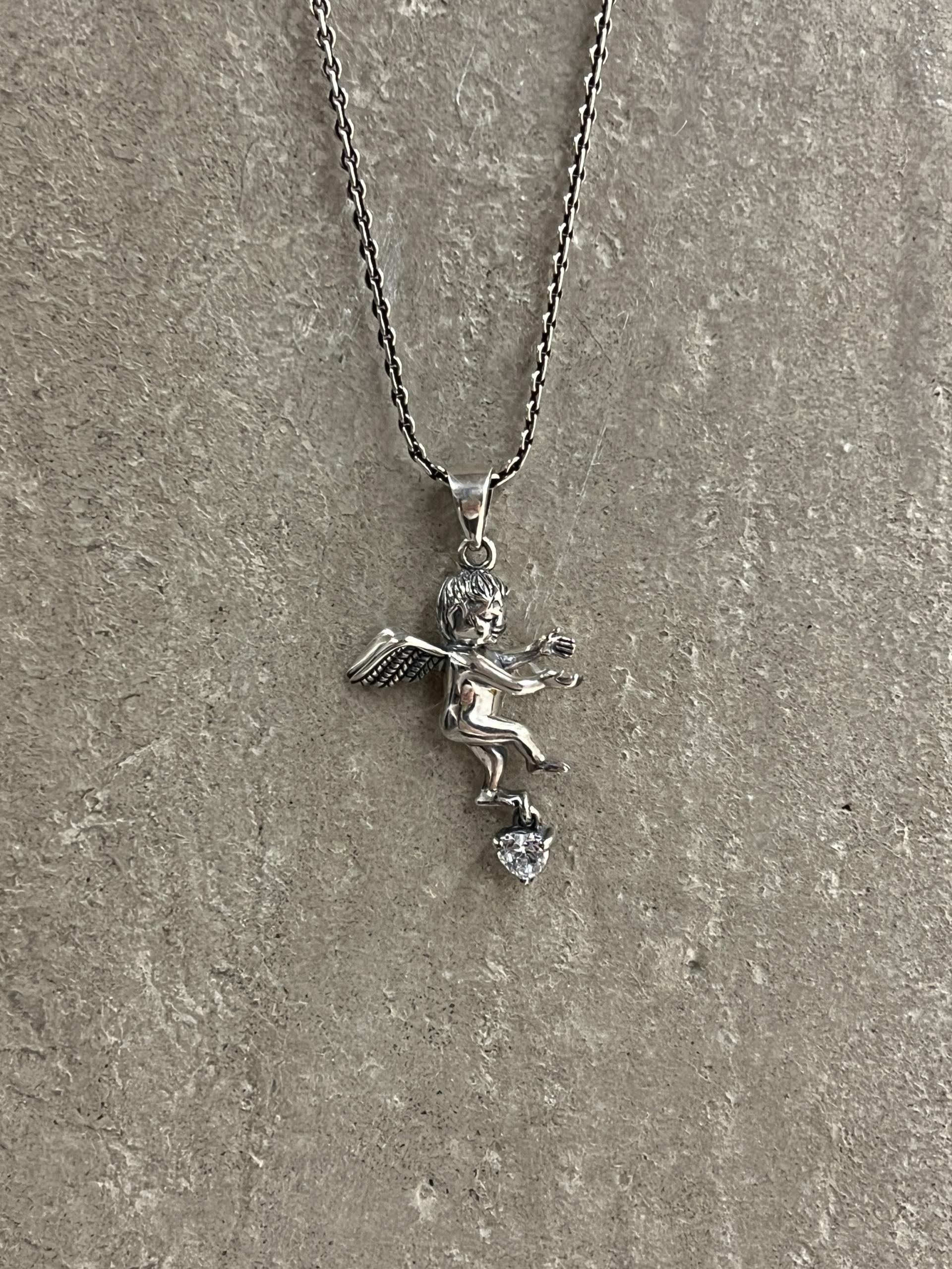Sterling Silver Cupid Angel Necklace