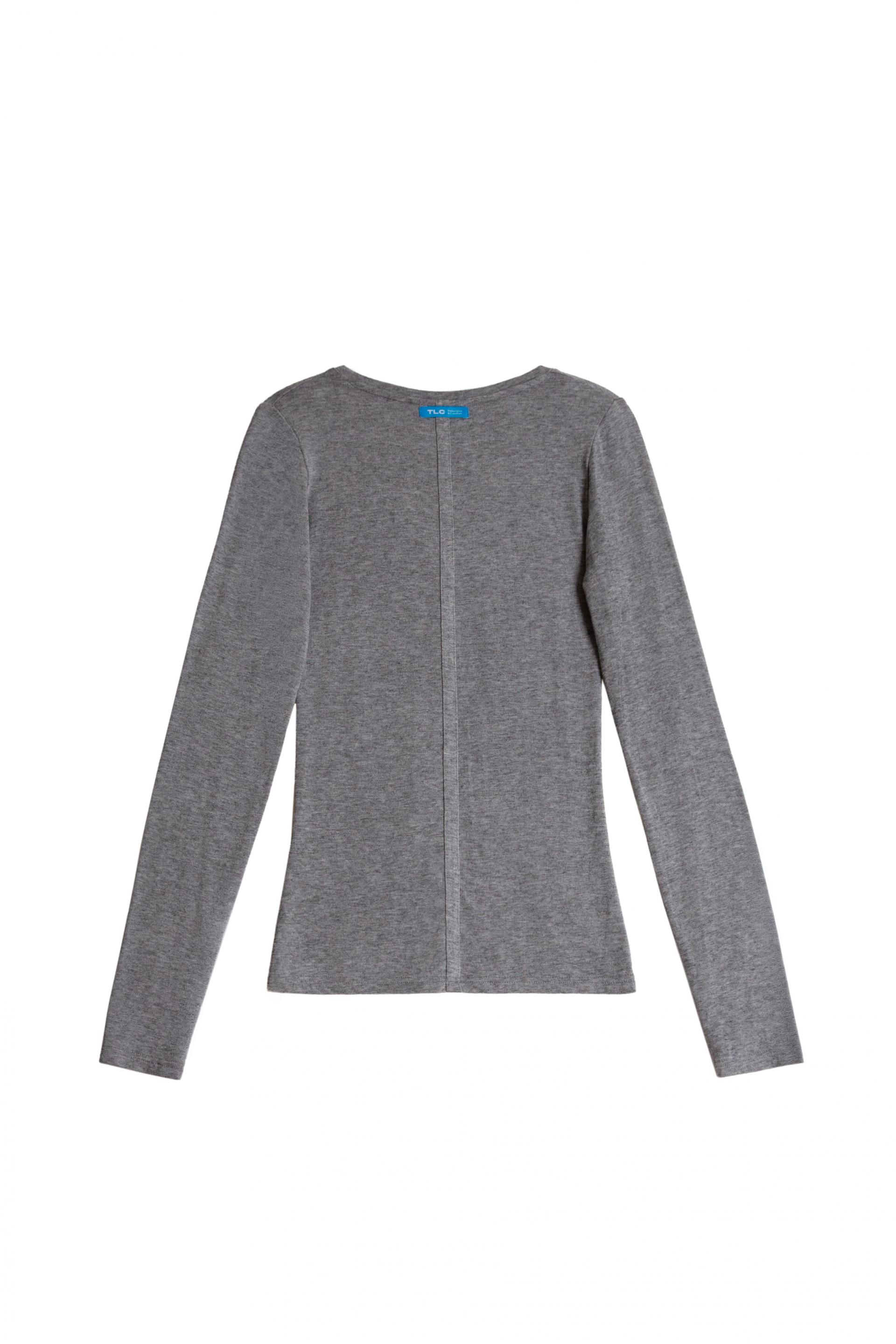 Deep V L/S T-shirts [Melange Gray]