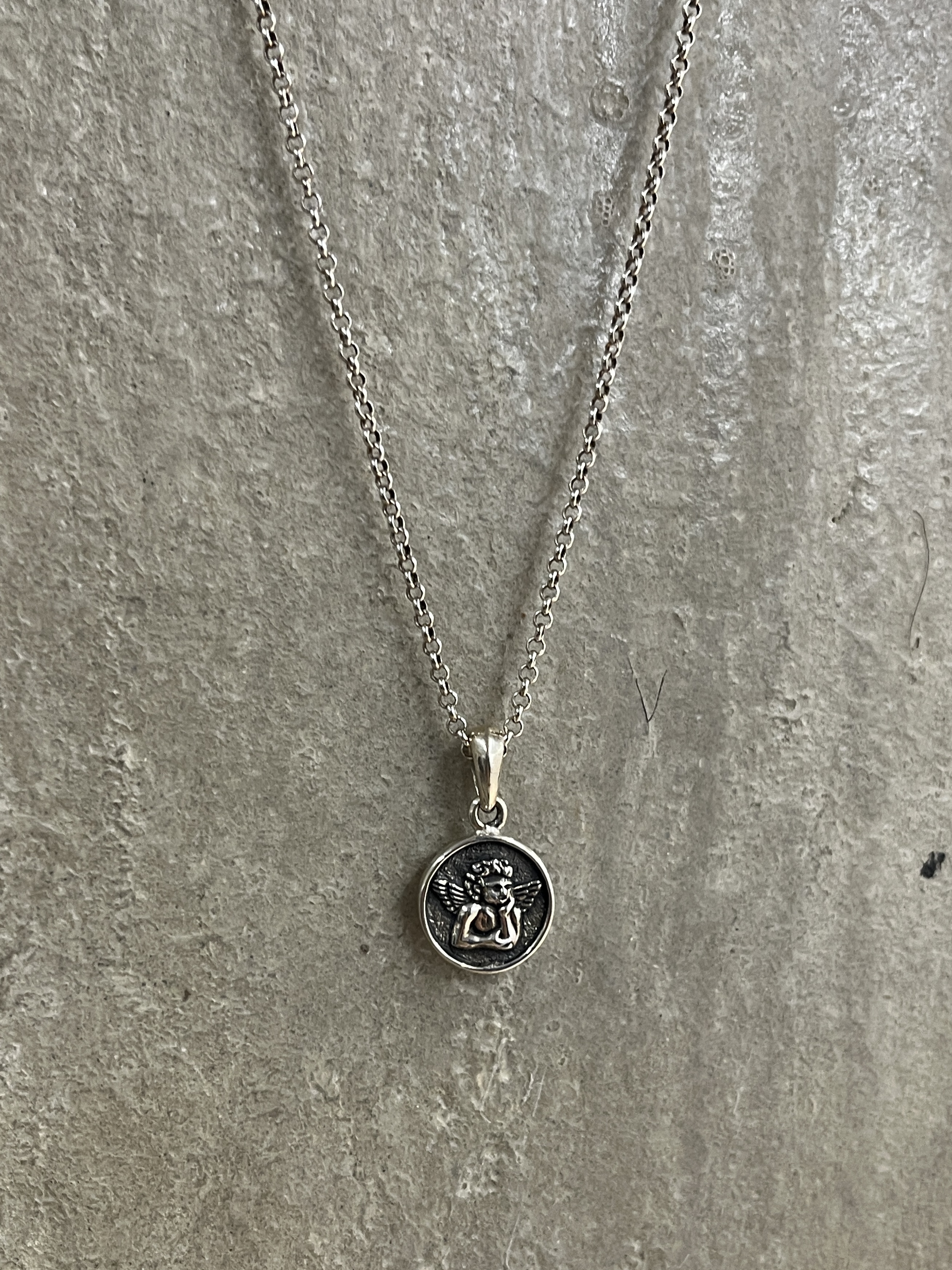 Sterling Silver Angel Coin Necklace