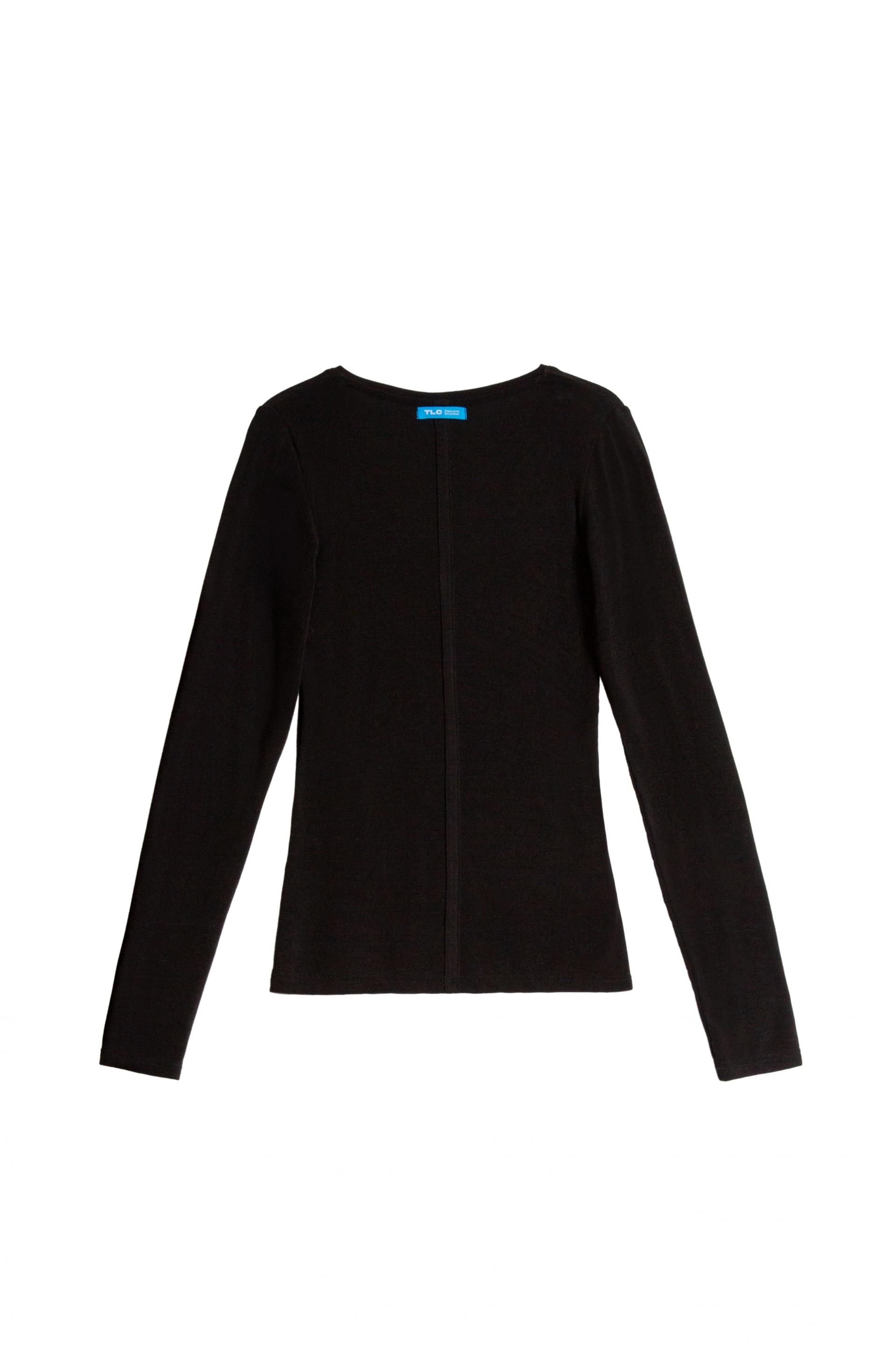 Deep V L/S T-shirts [Black]