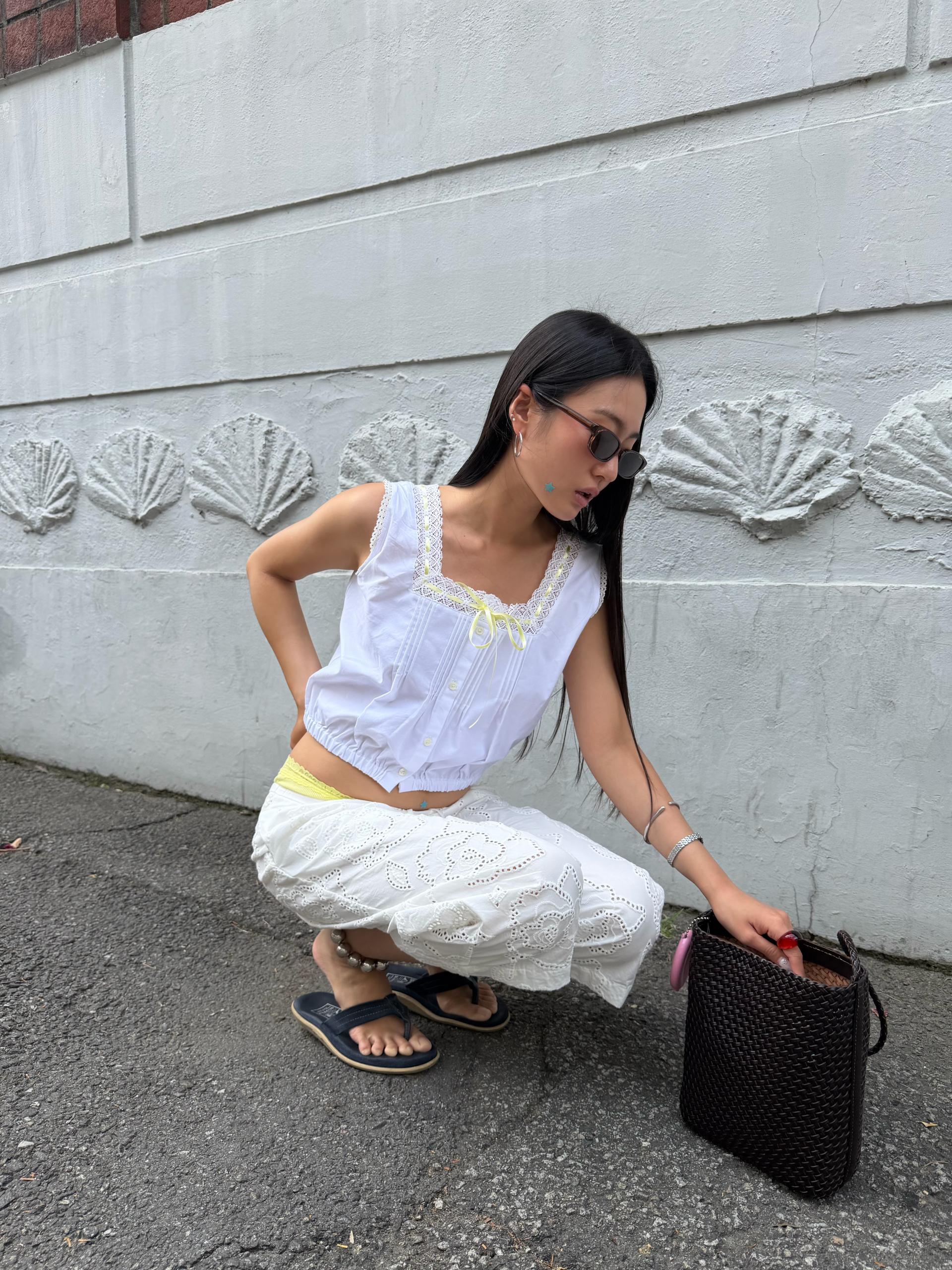 TLC PRAIRIE Chemise Top [White]