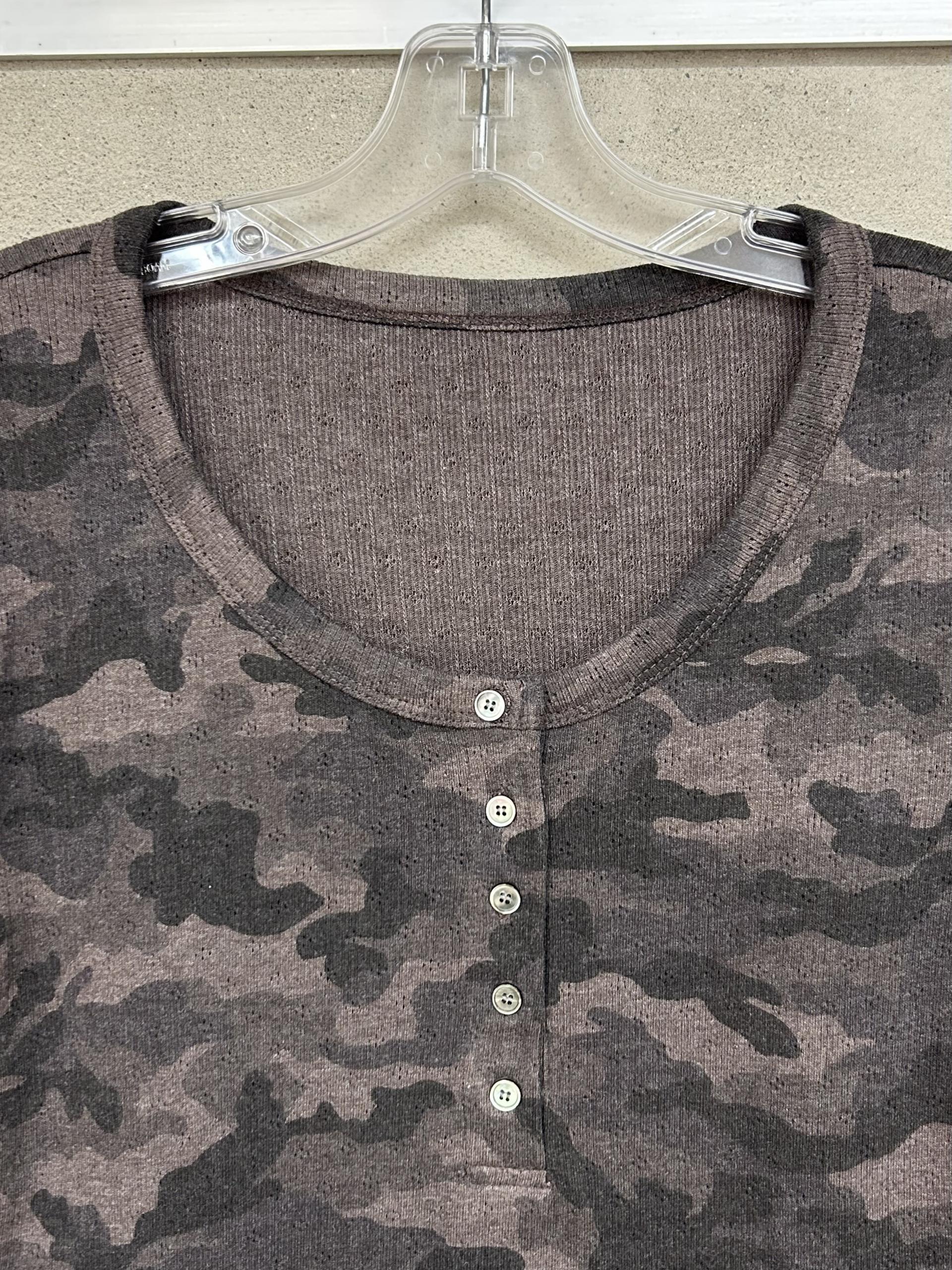 Pointelle Henley-neck T-shirts [Camouflage]