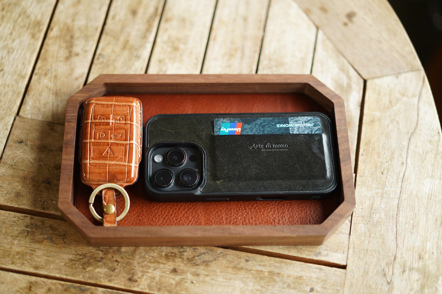 Leather Inlay Walnut Tray