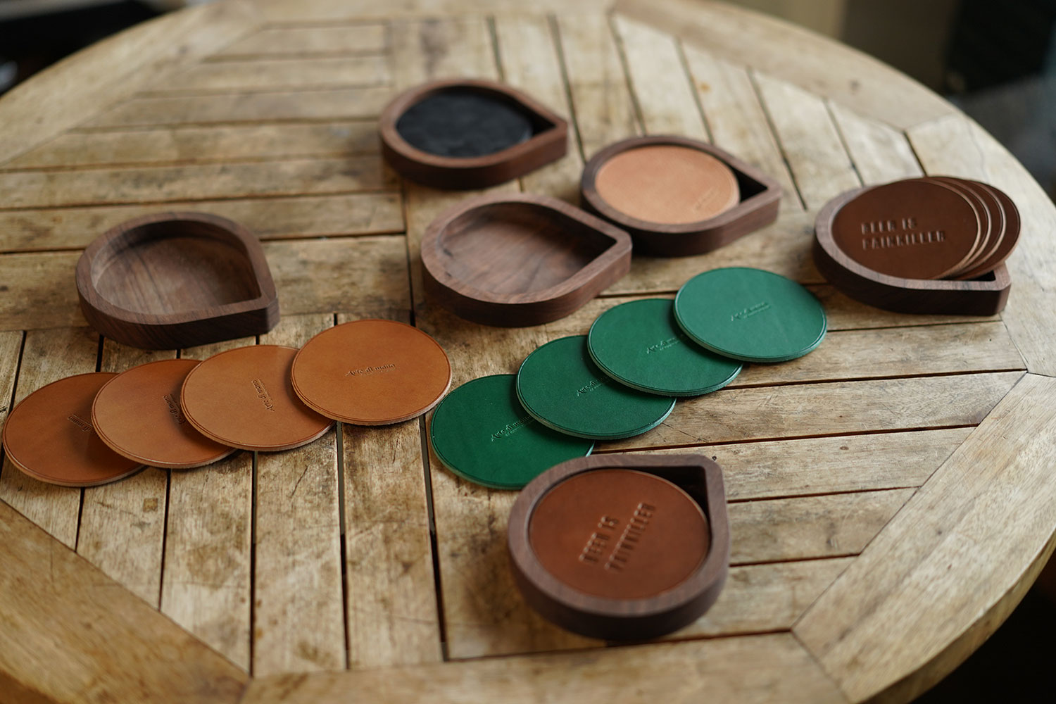 Walnut Drop Coaster Set