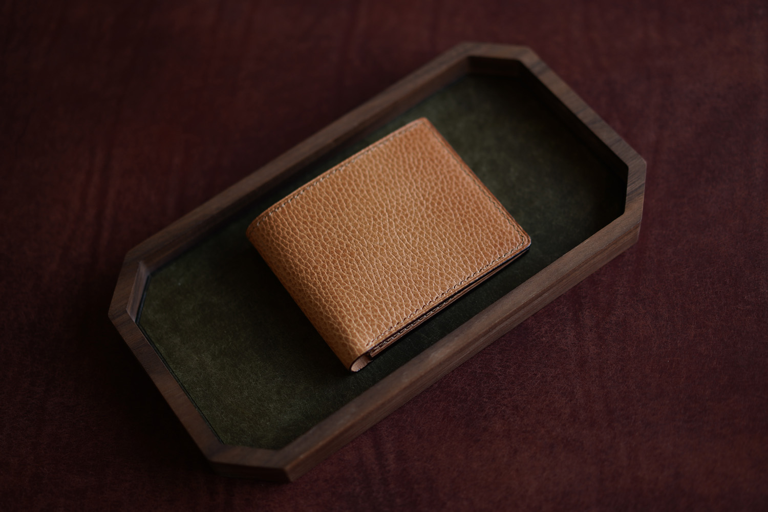 Leather Inlay Walnut Tray
