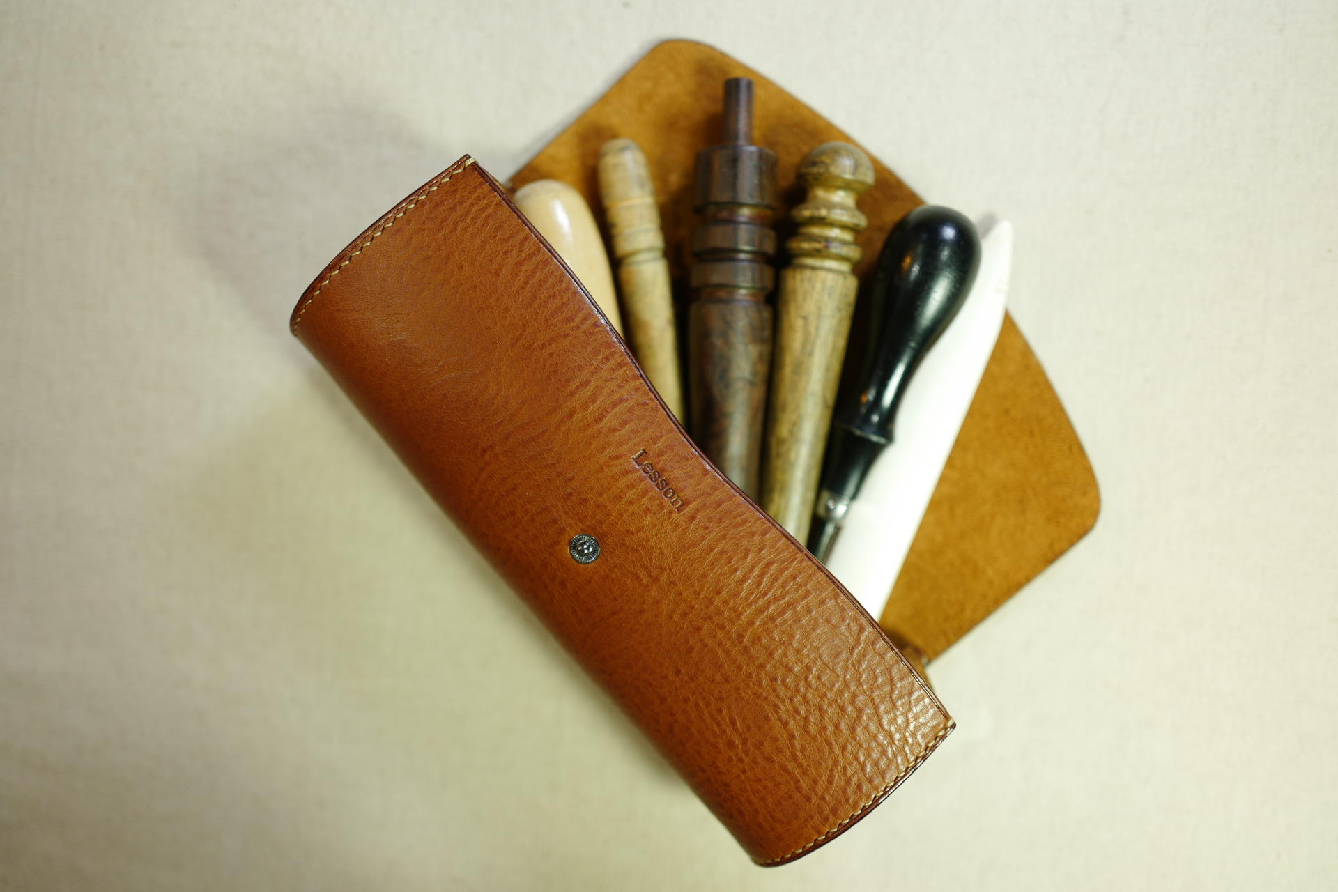 Hermes Box Calf Leather Pencil Case (Bordeaux) Pencil / brush case