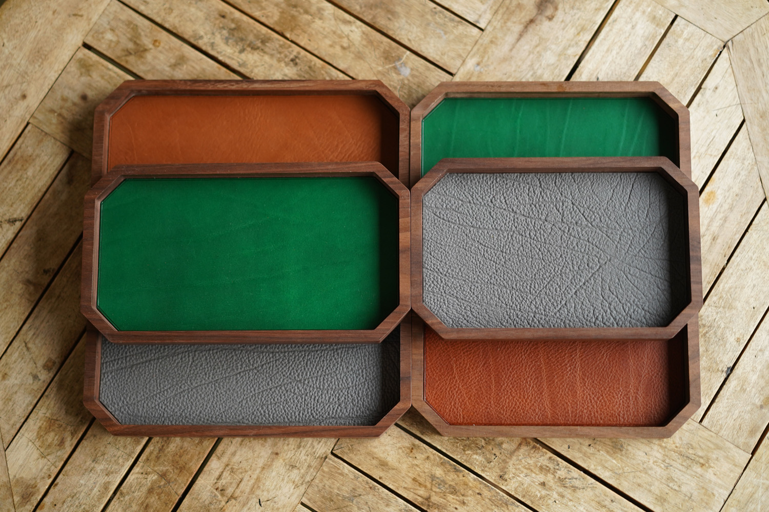 Leather Inlay Walnut Tray
