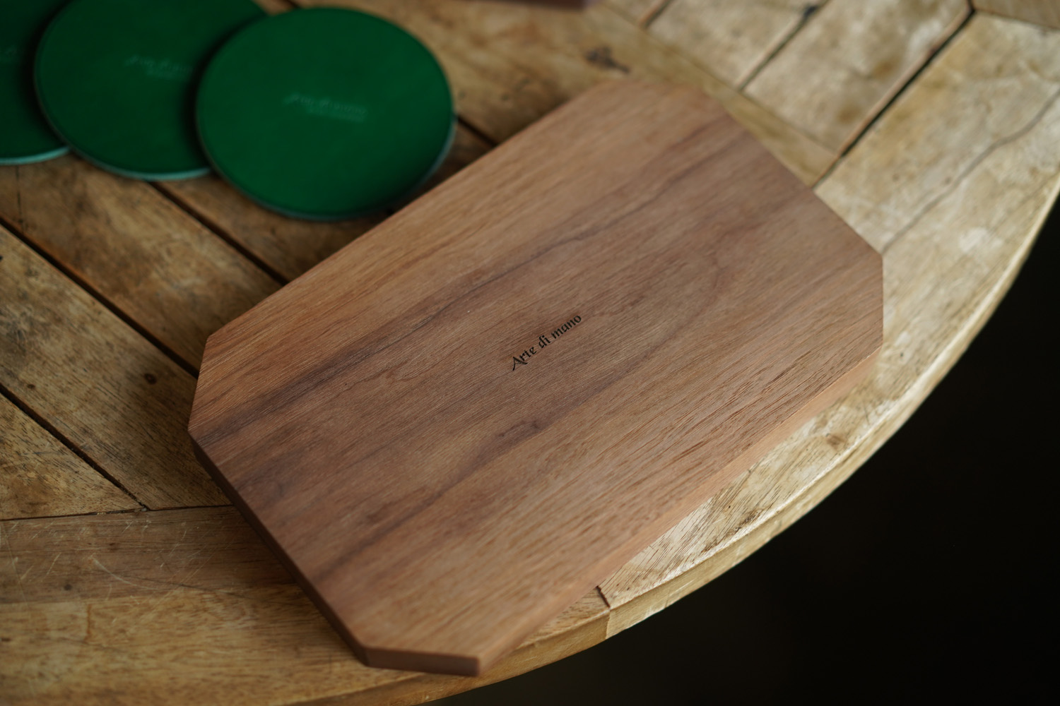 Leather Inlay Walnut Tray