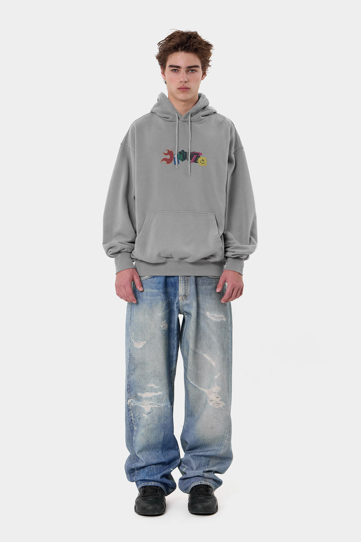 GRAPHIC COMBO HOODIE WASHED GREY 2627