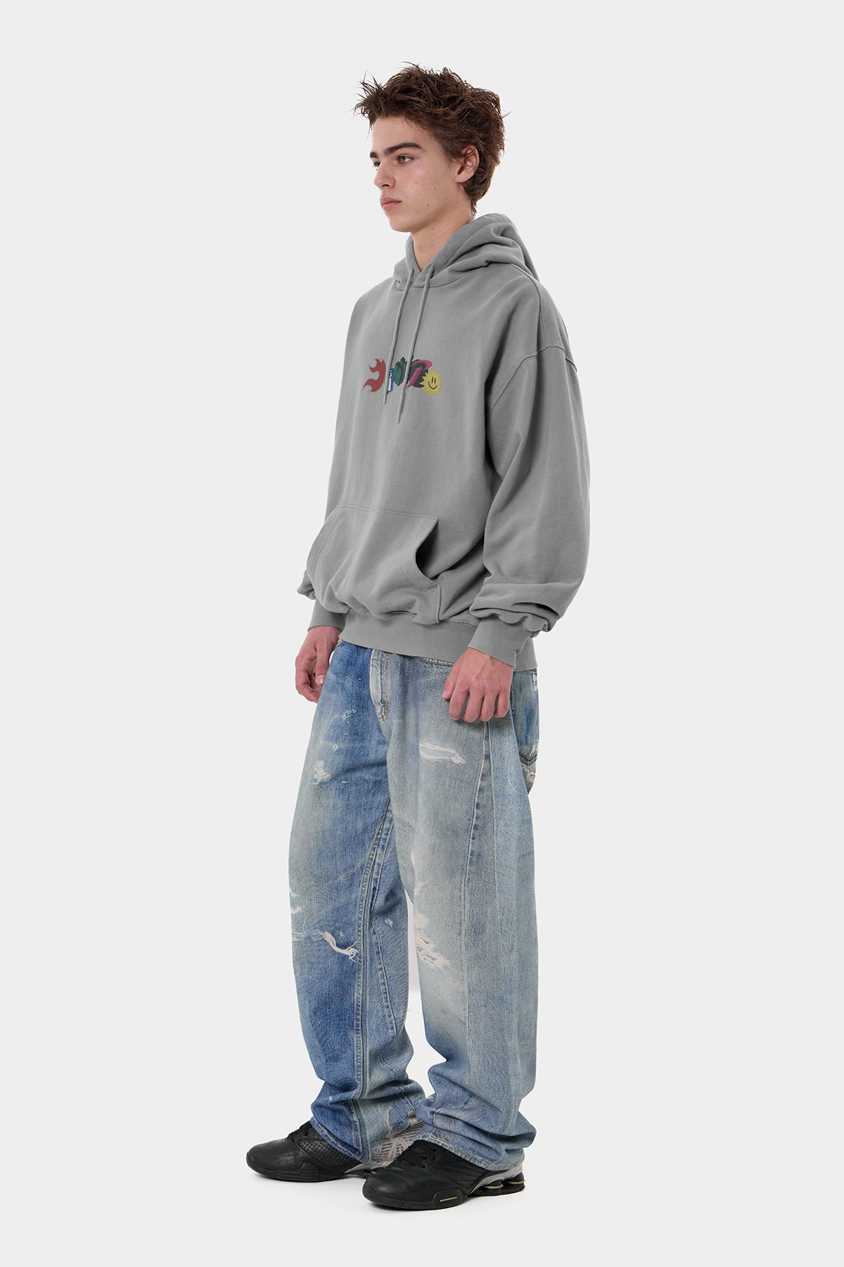 GRAPHIC COMBO HOODIE WASHED GREY 2627