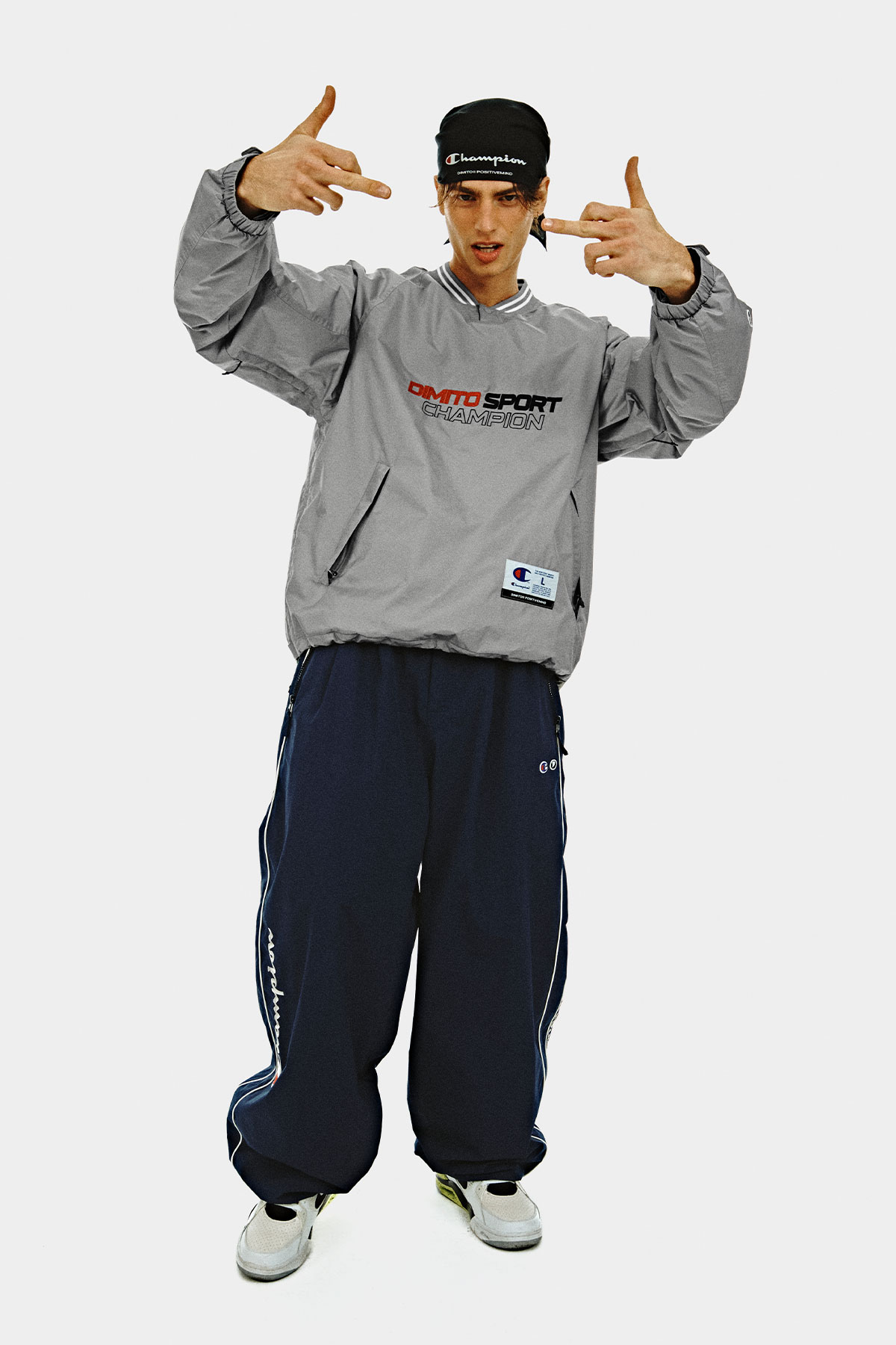 CHAMPION x DIMITO SCRIPT TRACK BANDED PANTS (WIDE FIT LV.2) YALE BLUE 2627