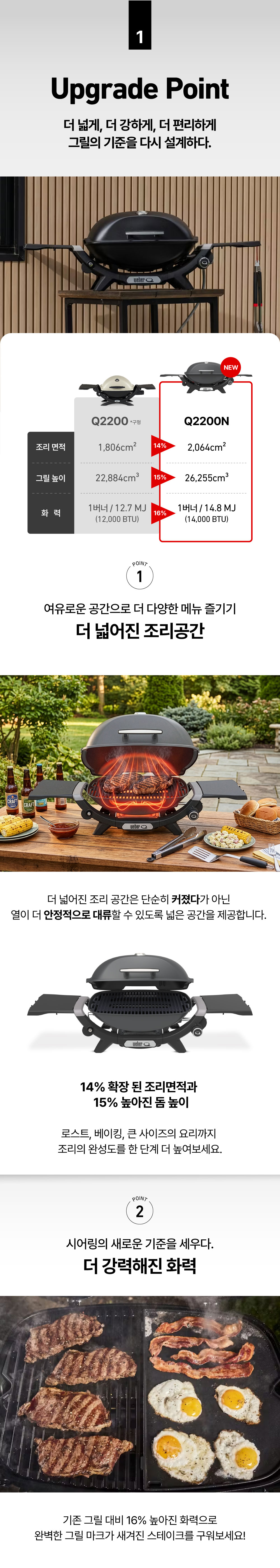 Q2200N 스모크 가스 그릴 그레이