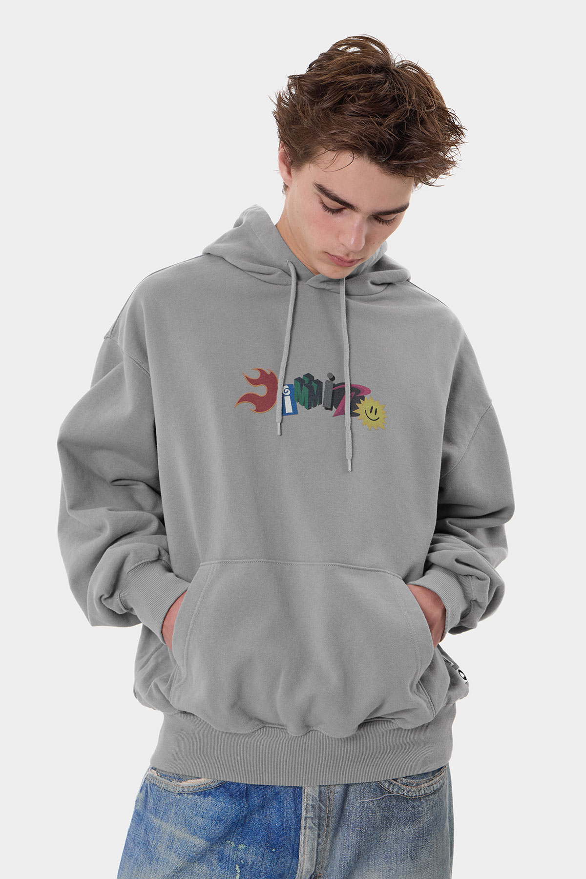 GRAPHIC COMBO HOODIE WASHED GREY 2627