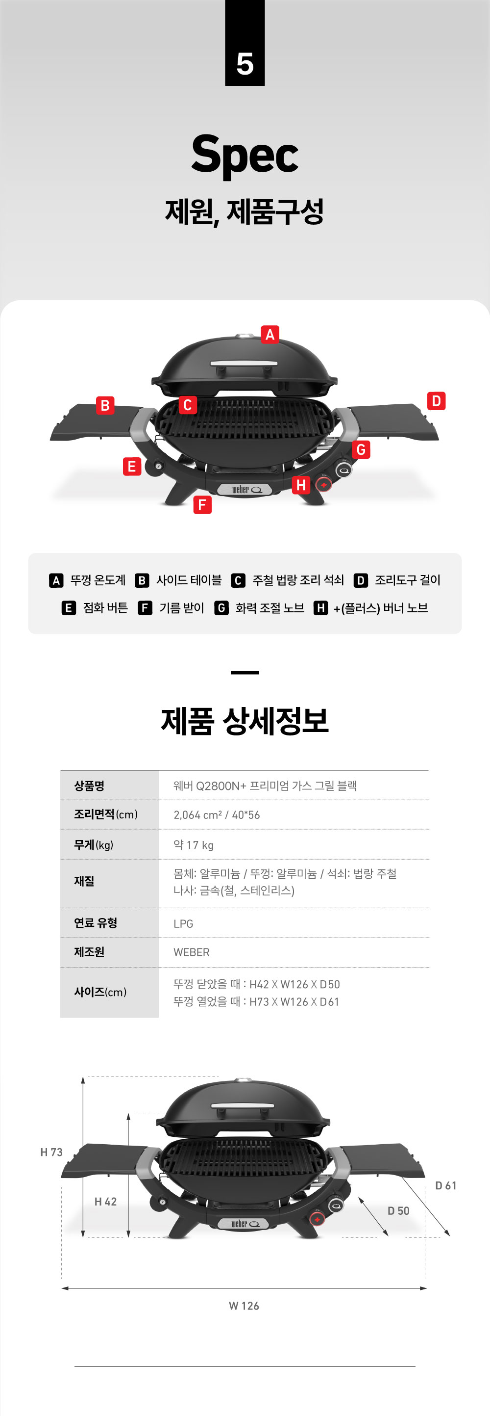 Q2800N+ 가스 그릴 블랙