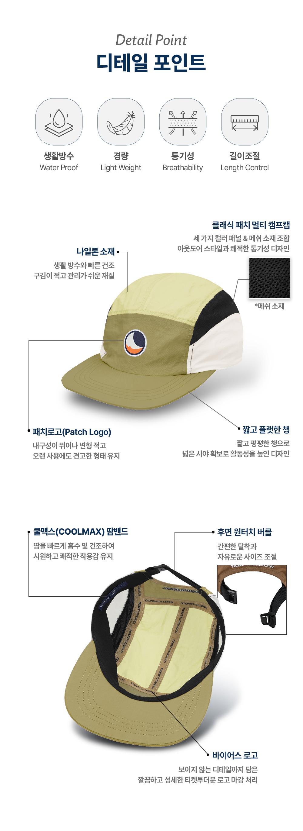 클래식 패치 멀티 캠프캡 네이비 베이지 오렌지