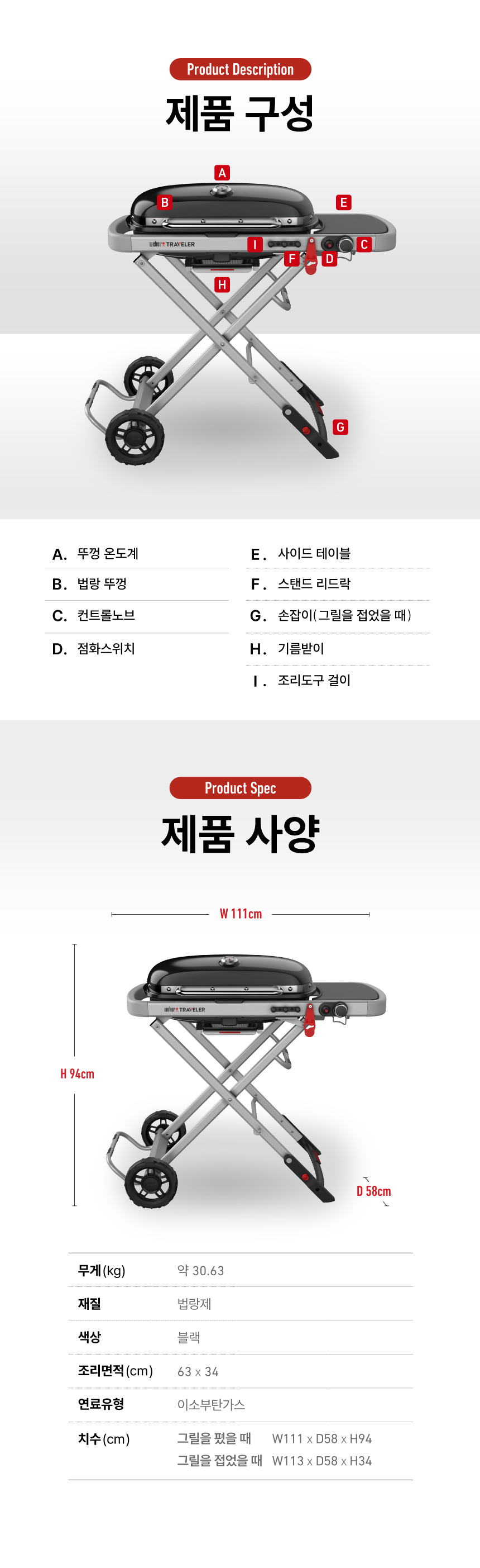 트래블러 가스 그릴