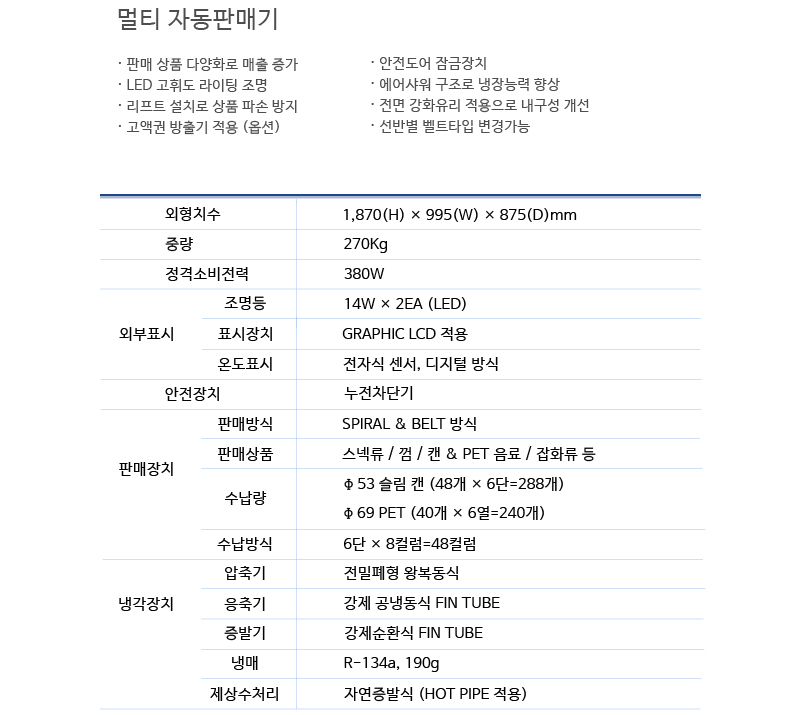 멀티 자판기(냉장, 카드단말기 장착, 스낵/음료/어메니티/일회용품 판매가능)